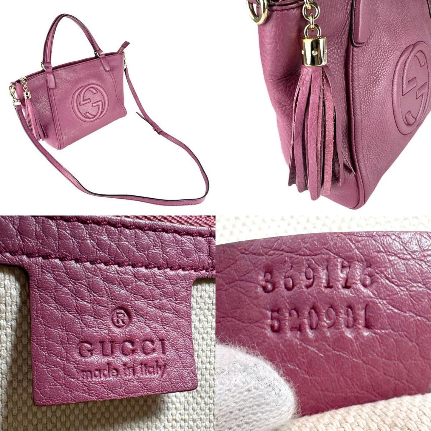 Gucci Purple Leather Handbag Shoulder Bag ( )