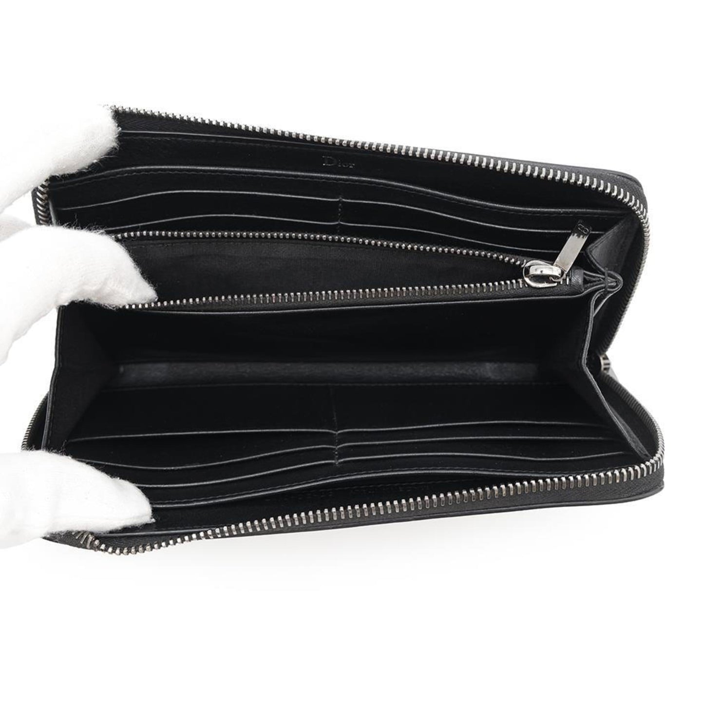Christian Dior Black Leather Long Wallet (Bi-Fold) ()