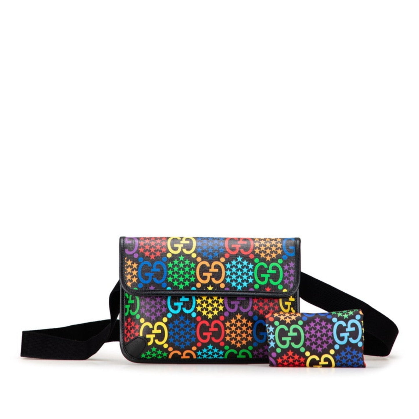 Gucci Black Multi-Color Pvc Leather Fanny Pack ( )