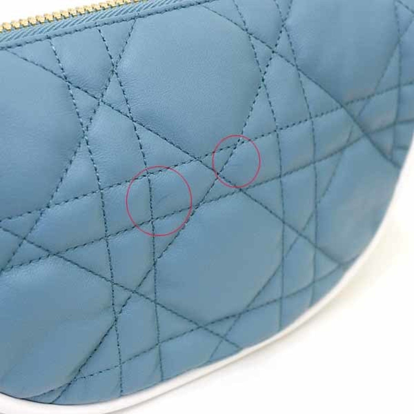 Christian Dior Black Blue White Leather Shoulder Bag ()