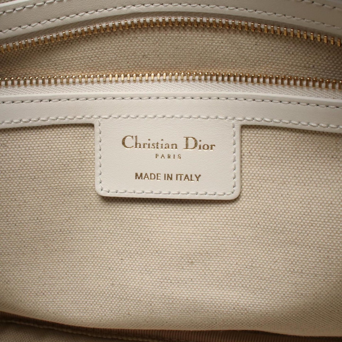 Christian Dior Gold White Leather Handbag ()
