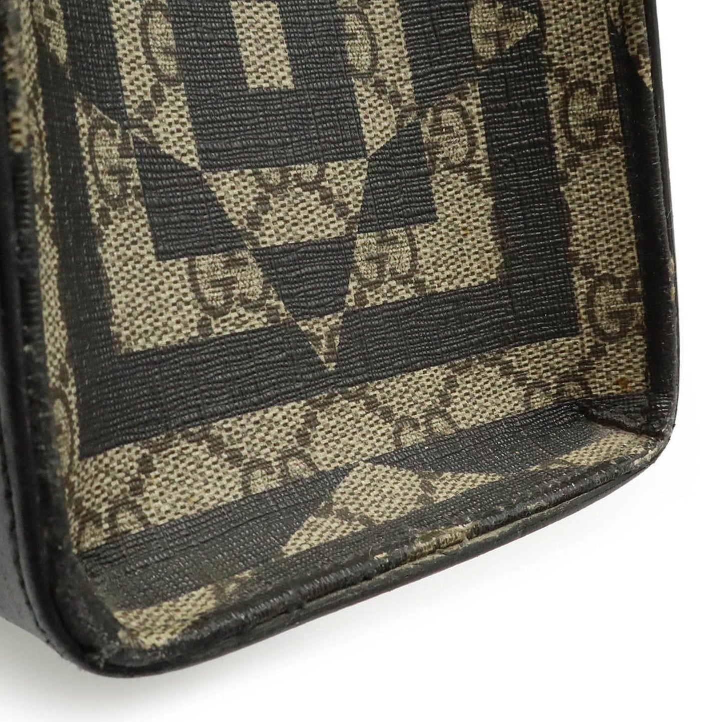 Gucci Beige Black Pvc Leather Shoulder Bag Tote Bag ( )