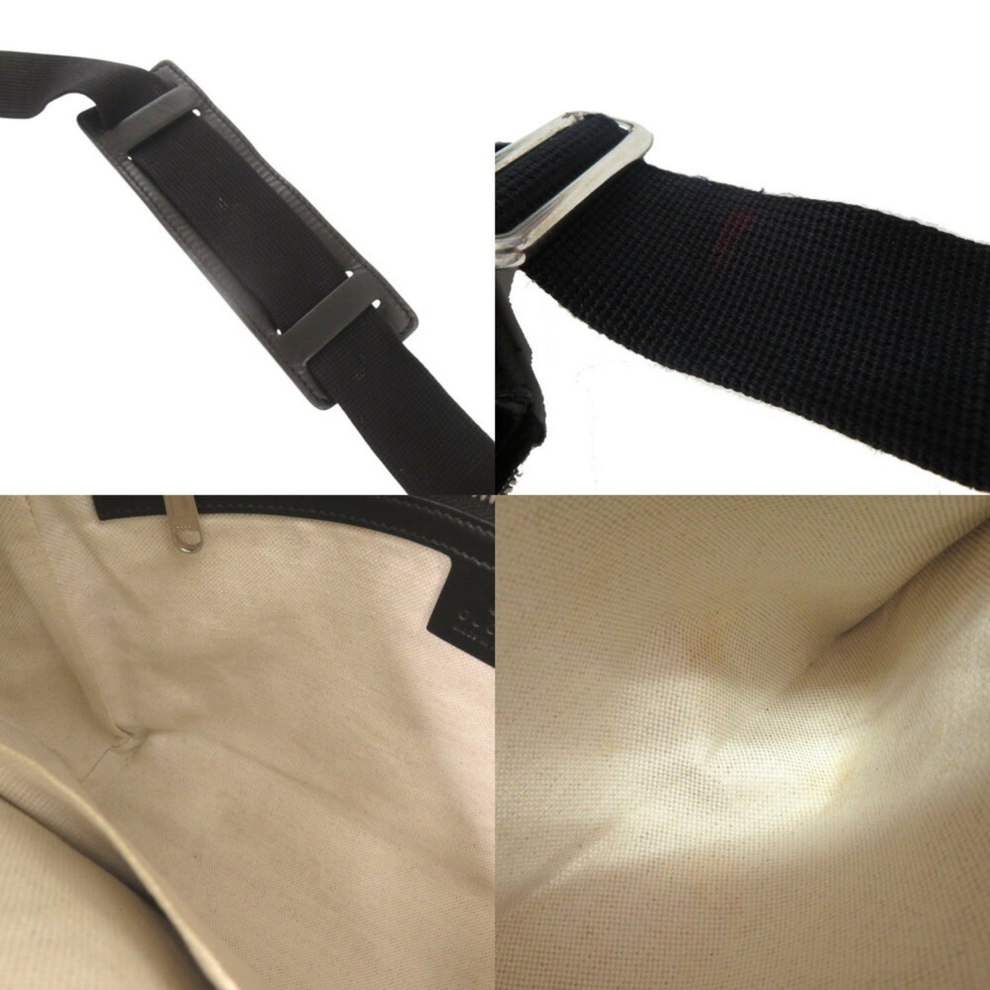 Gucci Black Gg Leather Embossed Leather Messenger Bag Shoulder Bag ( )