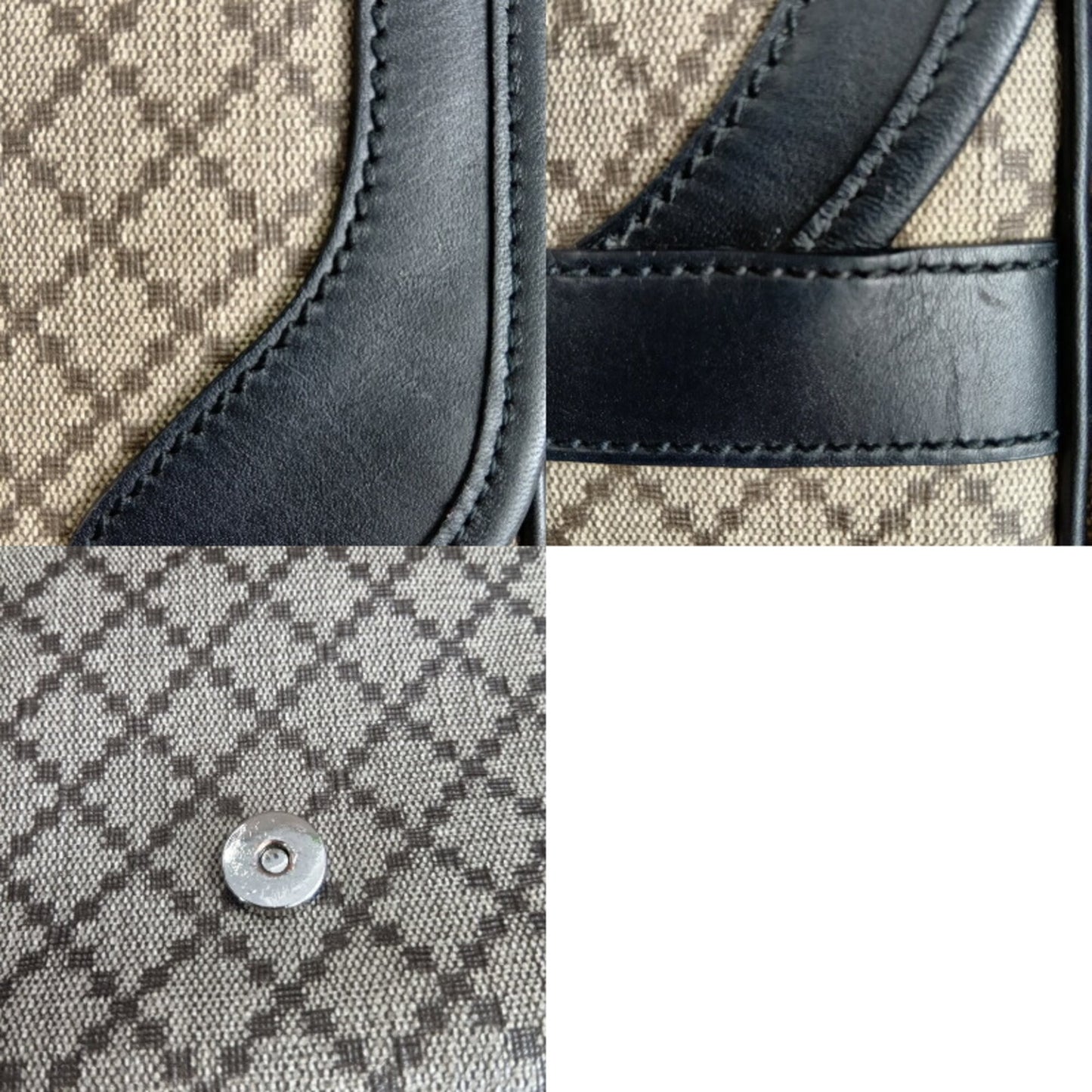 Gucci Beige Black Pvc Leather Shoulder Bag ( )