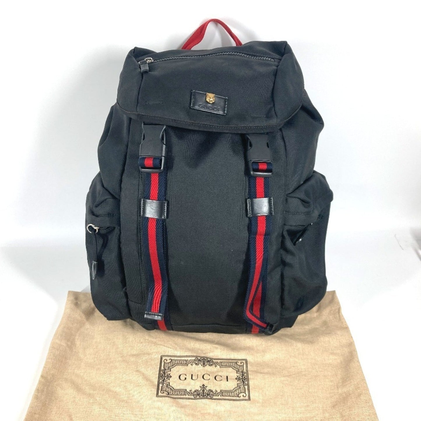 Gucci Sherry Line Black Nylon Canvas Backpack ( )
