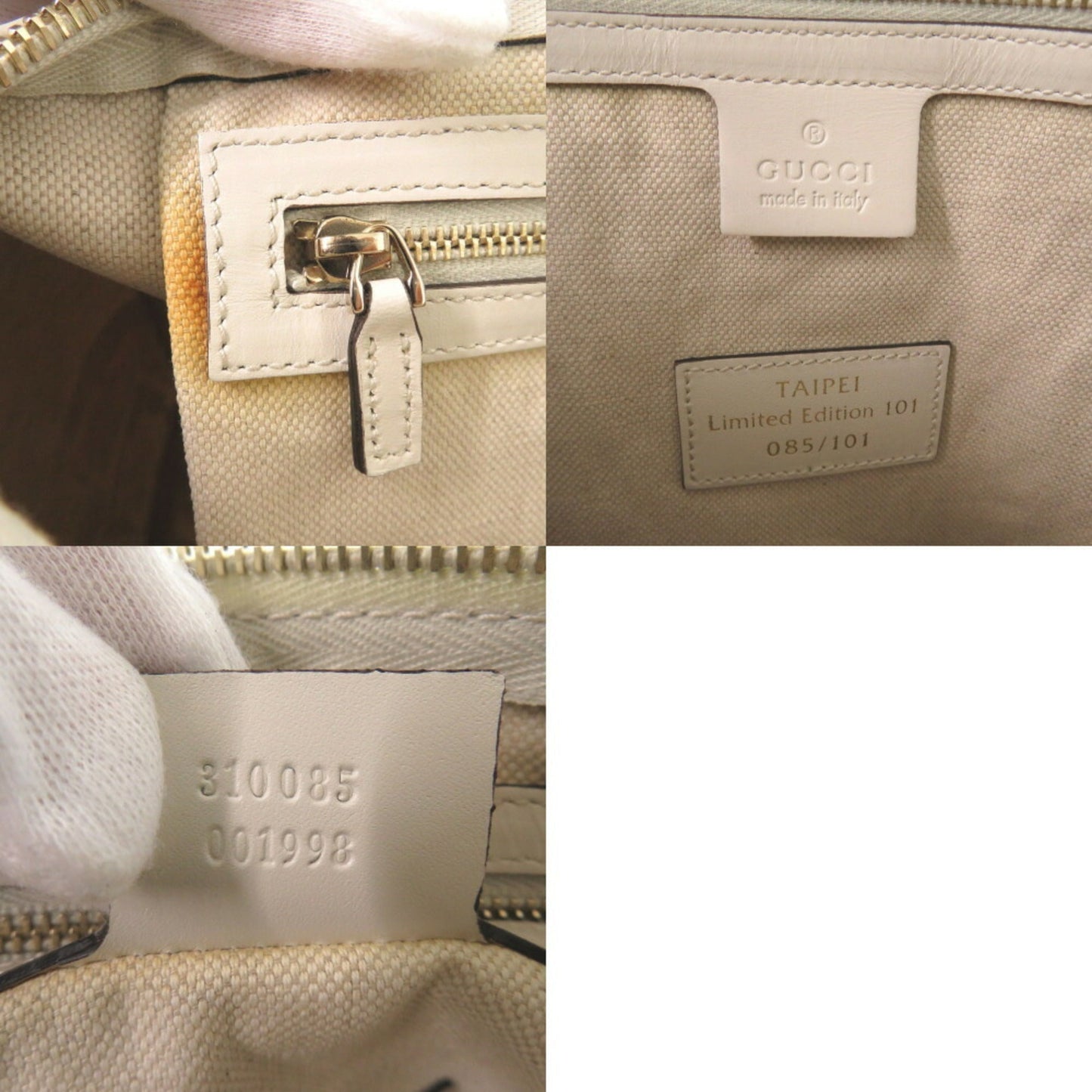 Gucci White Leather Boston Bag Handbag ( )