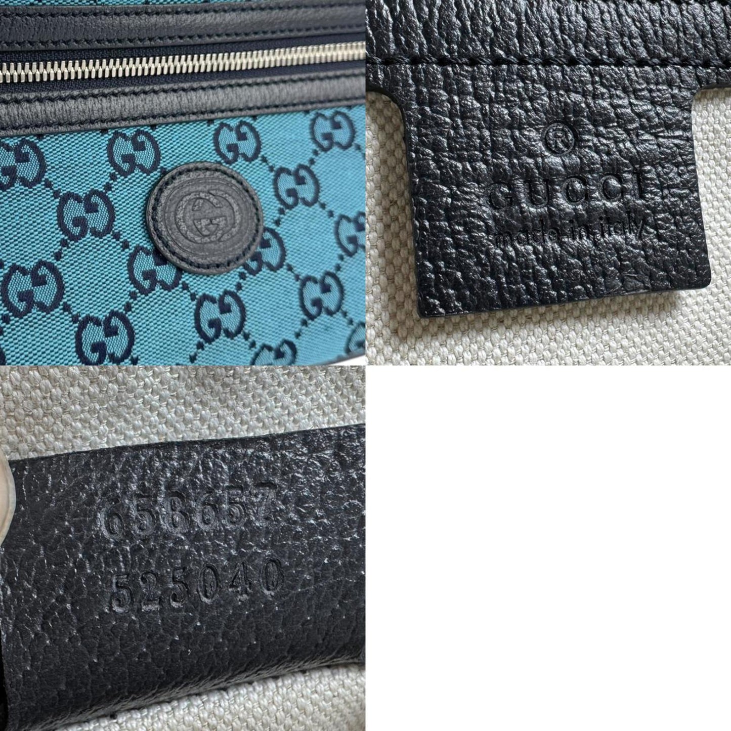 Gucci Blue Navy Gg Canvas Leather Fanny Pack ( )