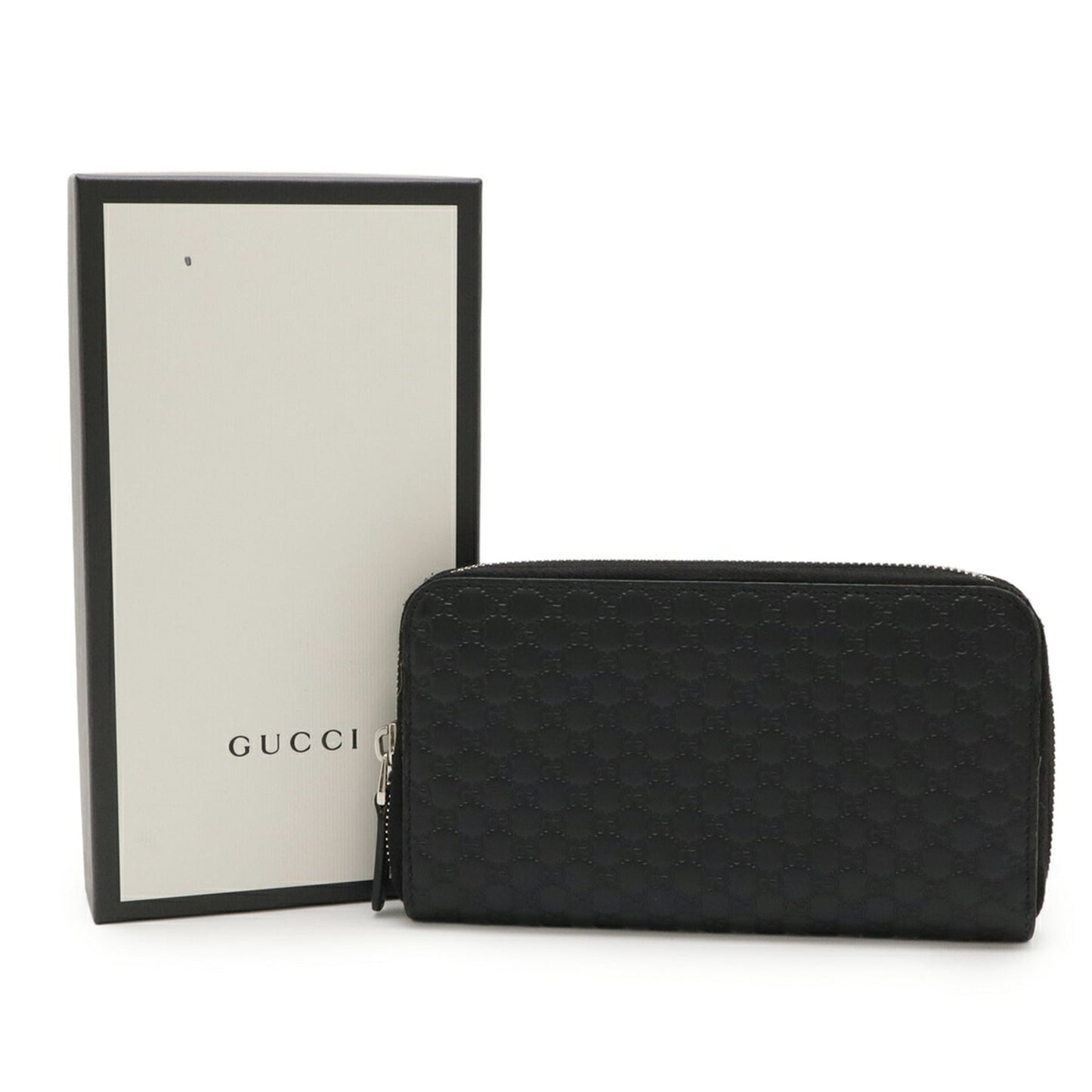 Gucci Black Micro Gg Leather Leather Long Wallet (Bi-Fold) ( )
