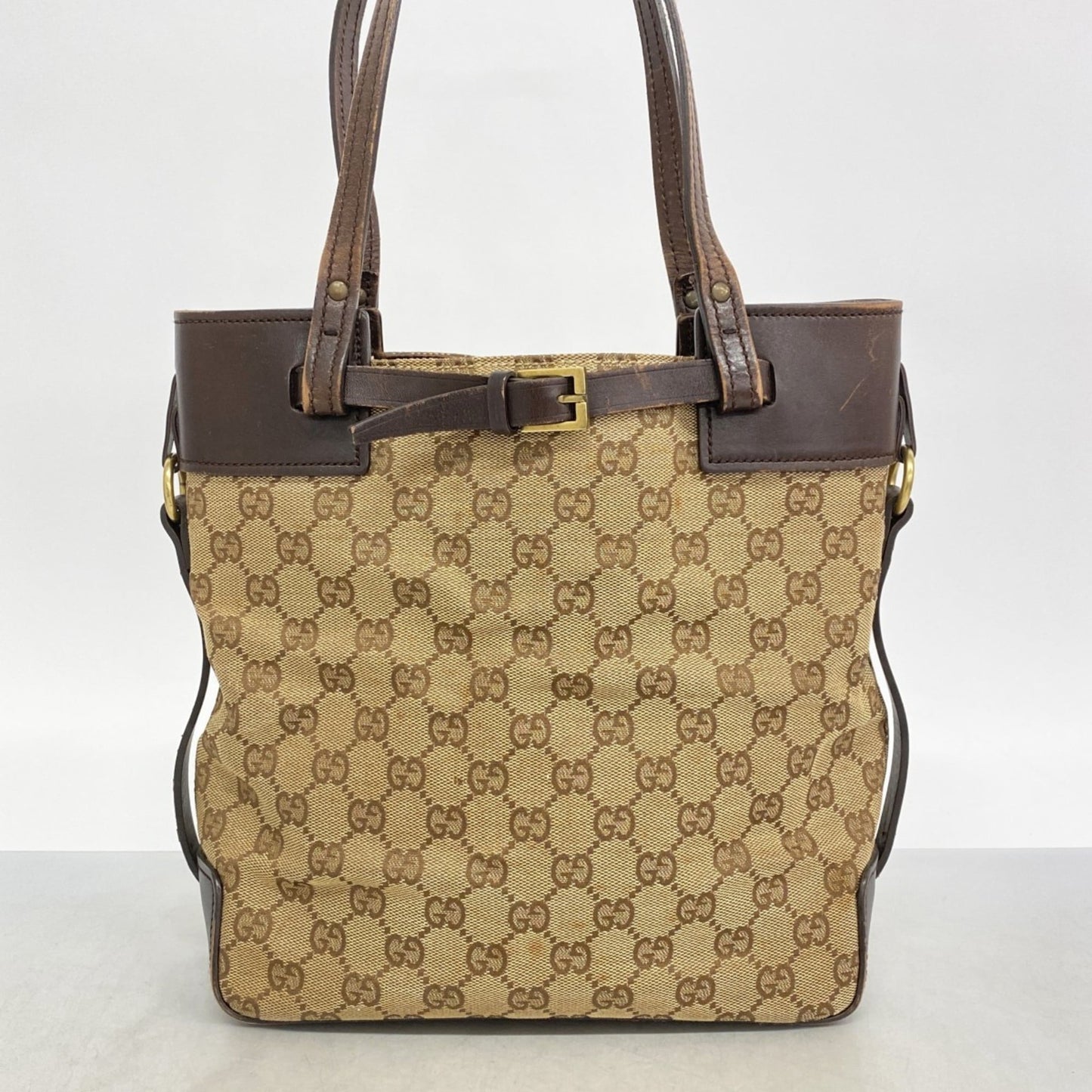 Gucci Beige Brown Canvas Handbag ( )