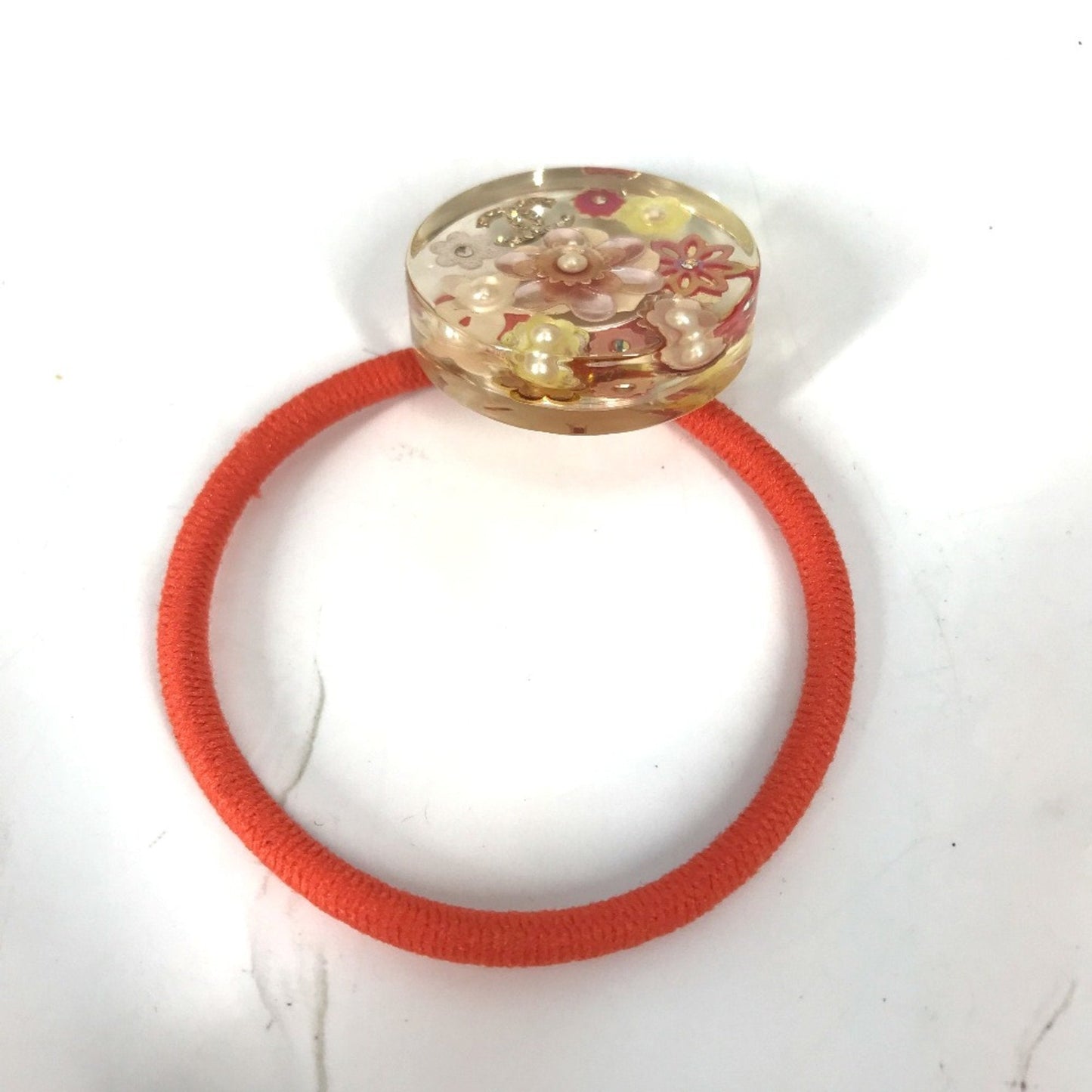 Chanel 16C hair accessories flower flowers Hair rubber Orange