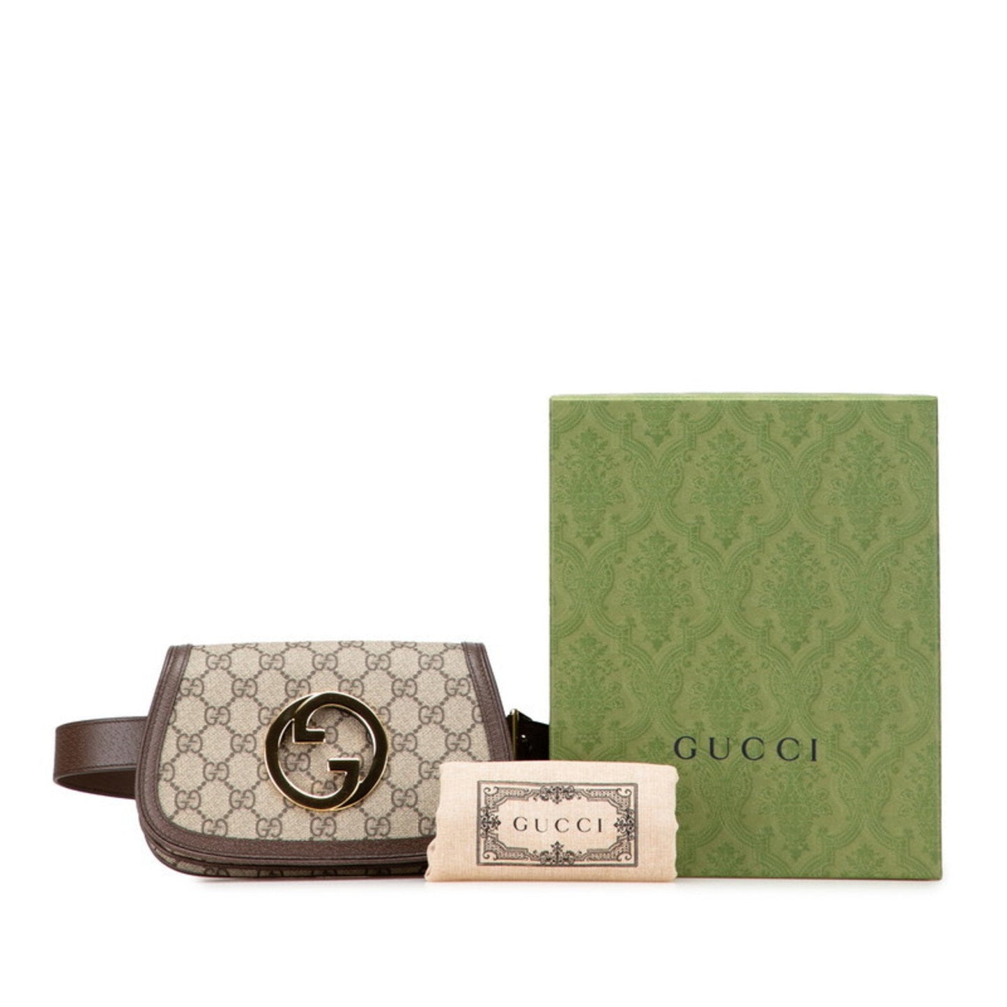 Gucci Beige Brown Pvc Leather Fanny Pack Sling Bag ( )