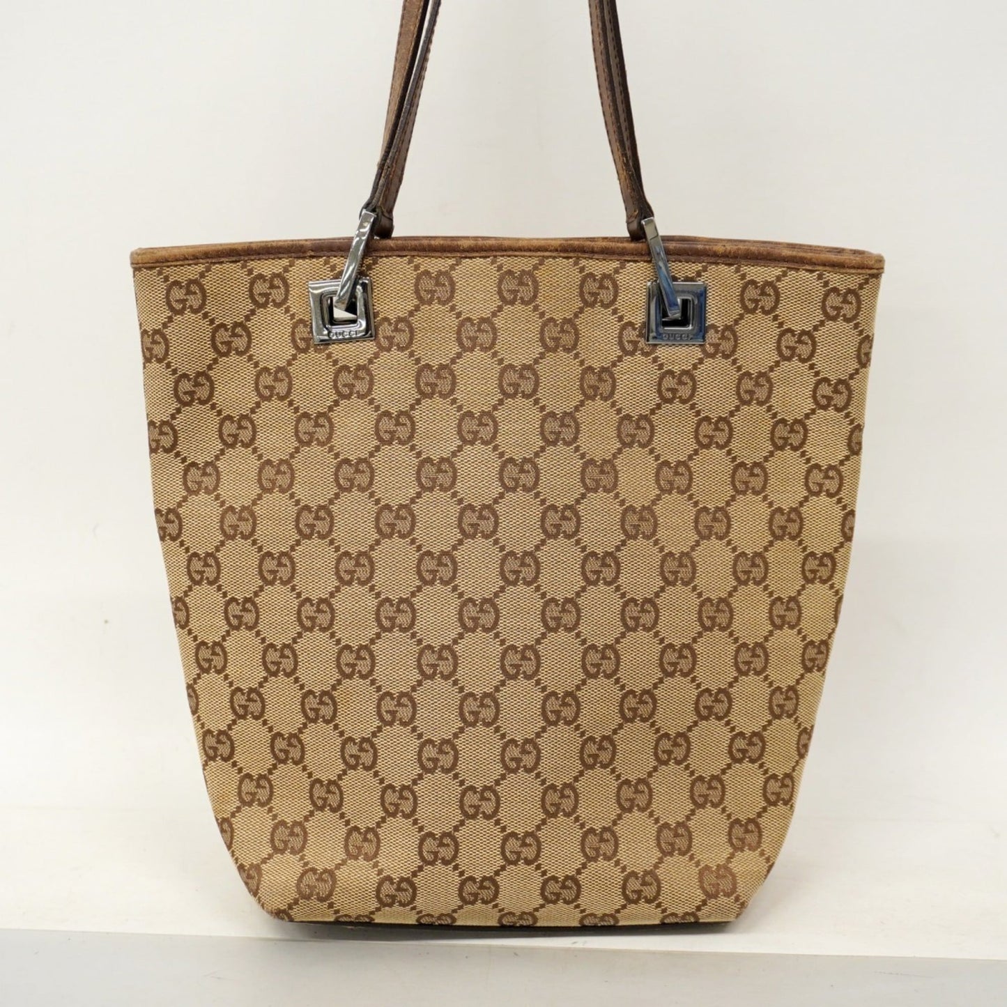 Gucci Beige Brown Canvas Tote Bag ( )
