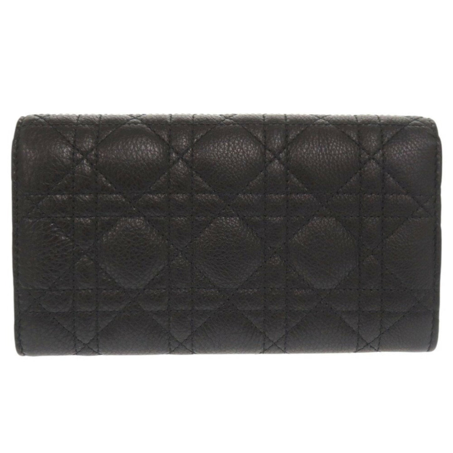 Christian Dior Black Leather Long Wallet (Bi-Fold) ()
