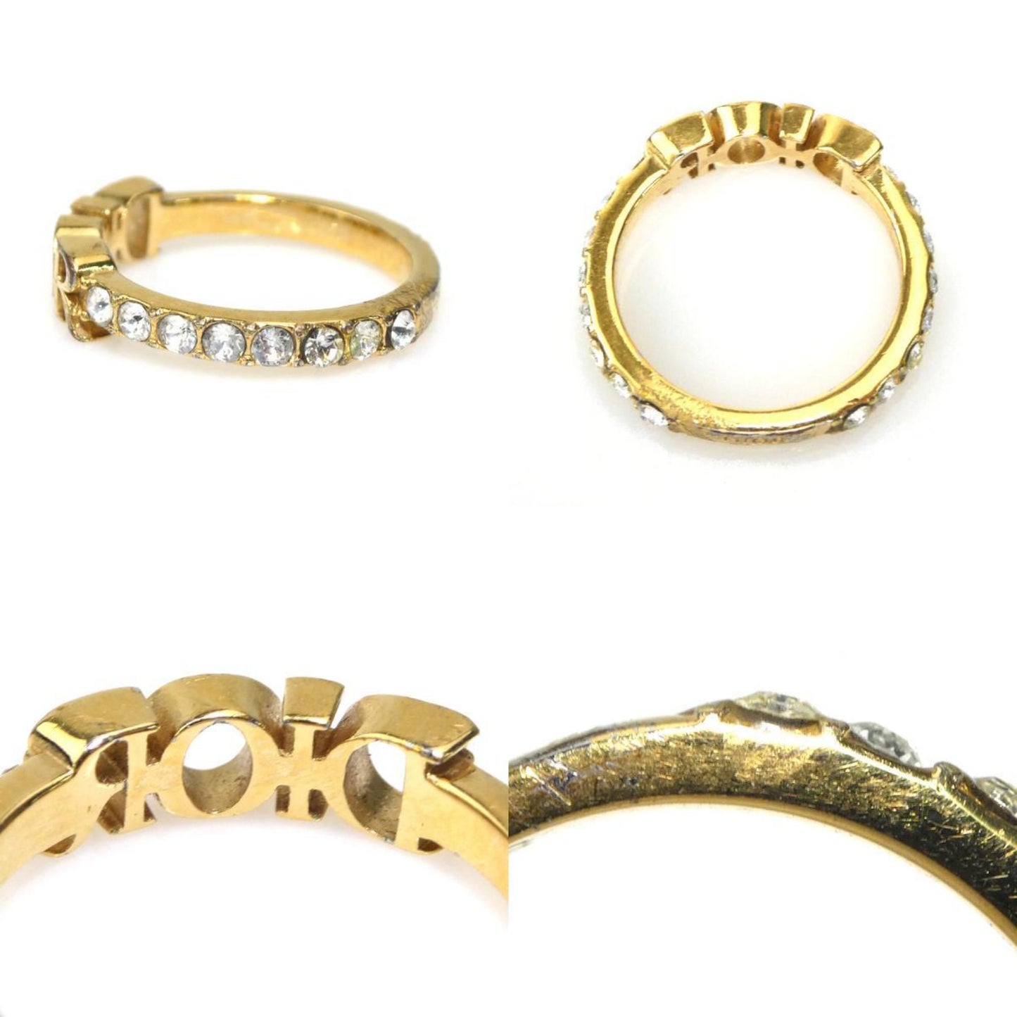 Christian Dior Gold Metal Rhinestone Band Ring ()