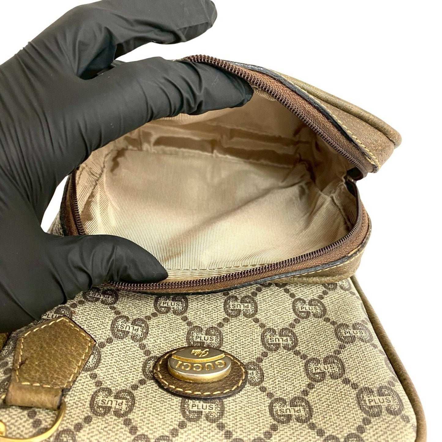 Gucci Brown Leather Pvc Pochette Shoulder Bag ( )