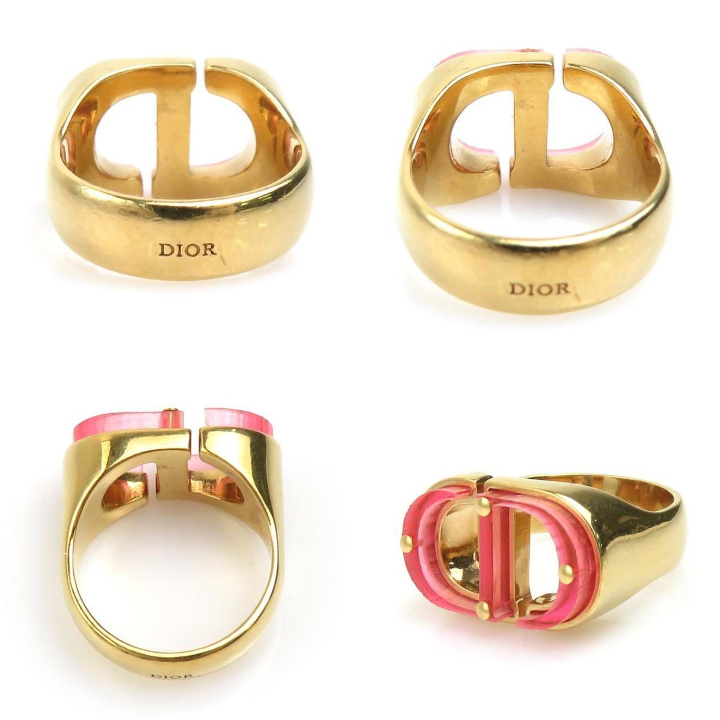 Christian Dior Gold Pink Metal Band Ring ()