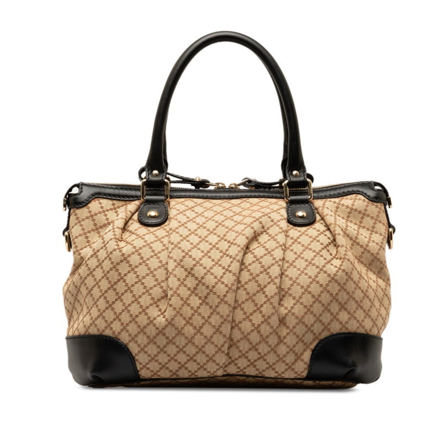 Gucci Diamante Beige Black Canvas Handbag Shoulder Bag ( )