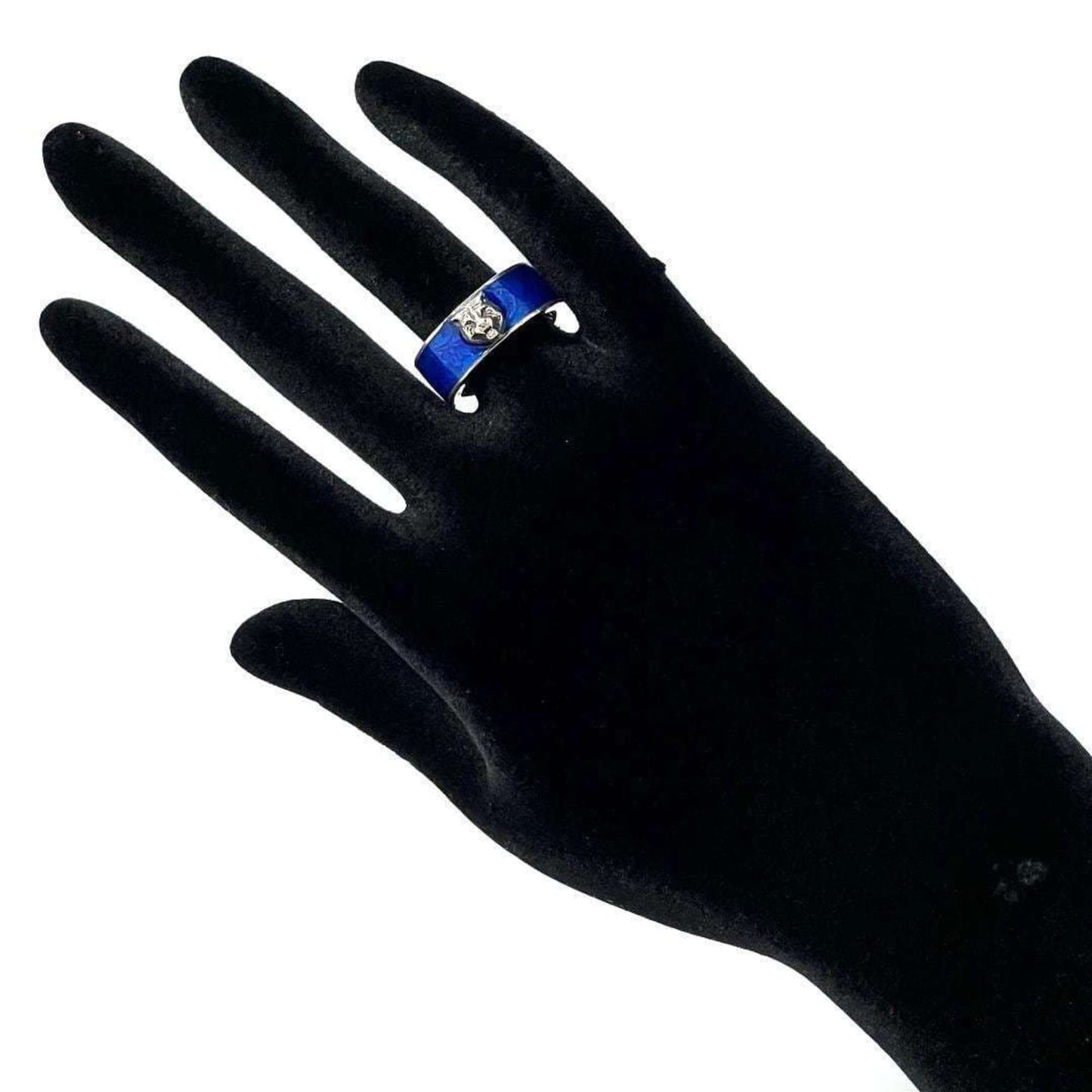 Gucci Blue Enamel Silver 925 Band Ring ( )