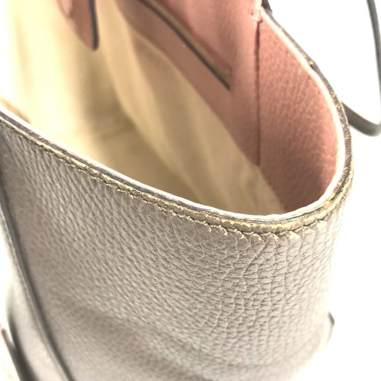 Gucci Gray Pink Leather Shoulder Bag Tote Bag ( )