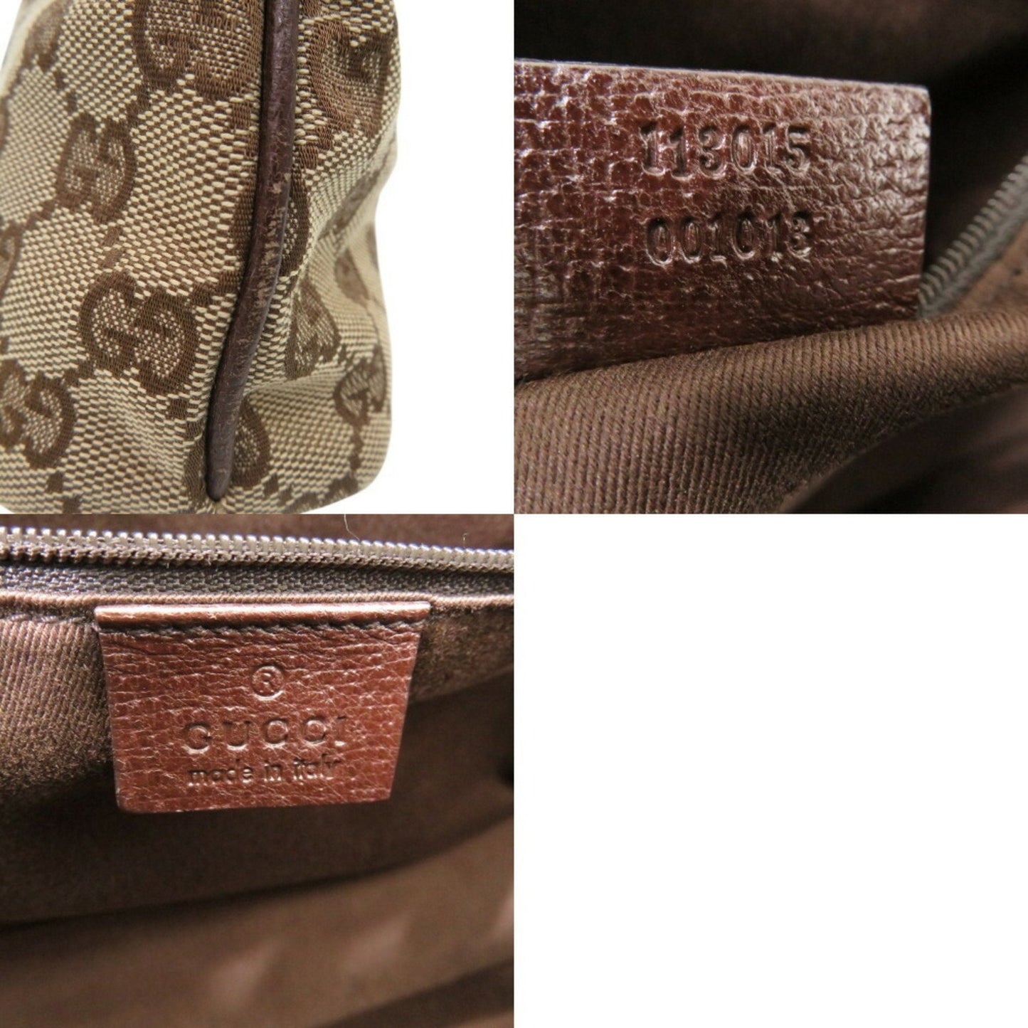 Gucci Beige Gg Canvas Leather Handbag Shoulder Bag ( )