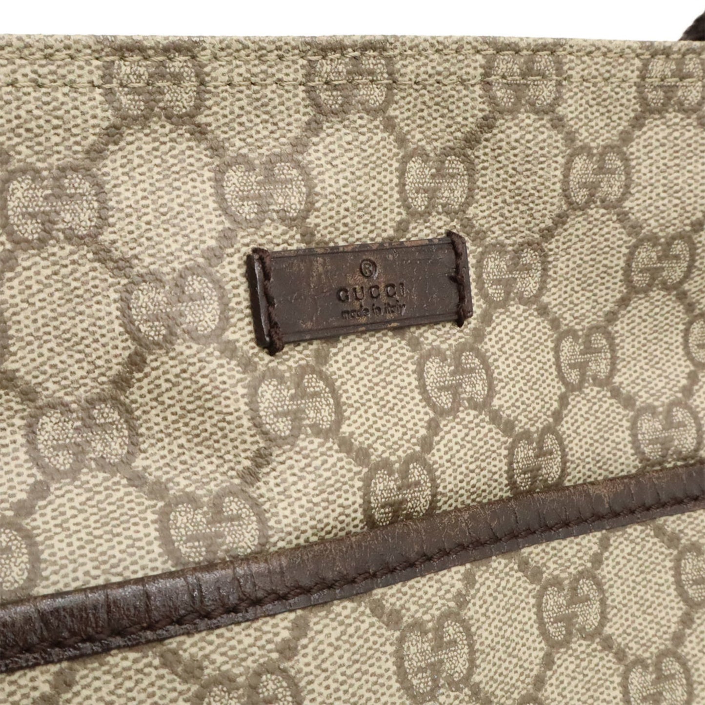 Gucci Beige Dark Brown Pvc Leather Shoulder Bag ( )