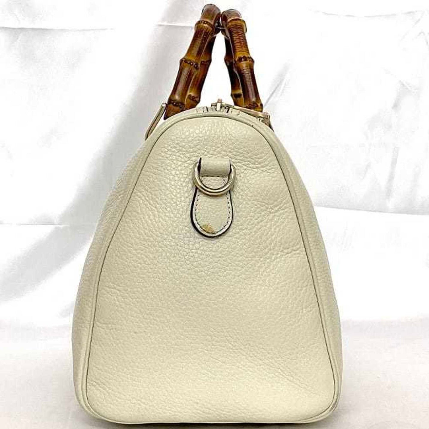 Gucci White Leather Boston Bag Handbag Shoulder Bag