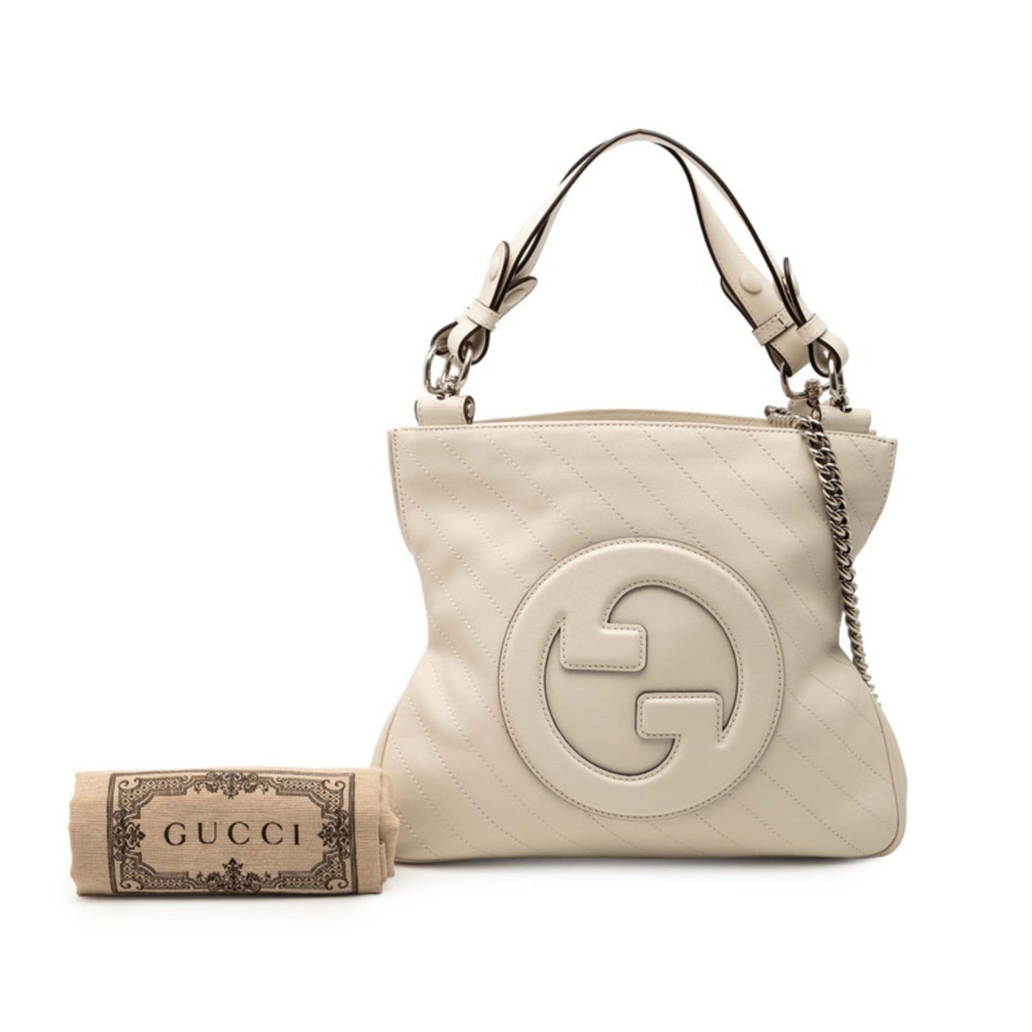 Gucci Off-White Leather Shoulder Bag Tote Bag ( )