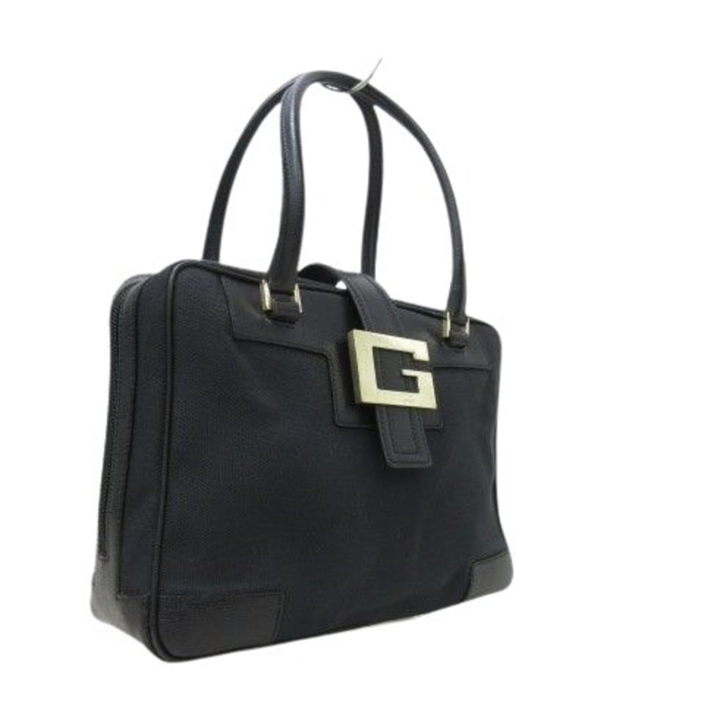 Gucci Black Canvas Leather Handbag Shoulder Bag Tote Bag ( )