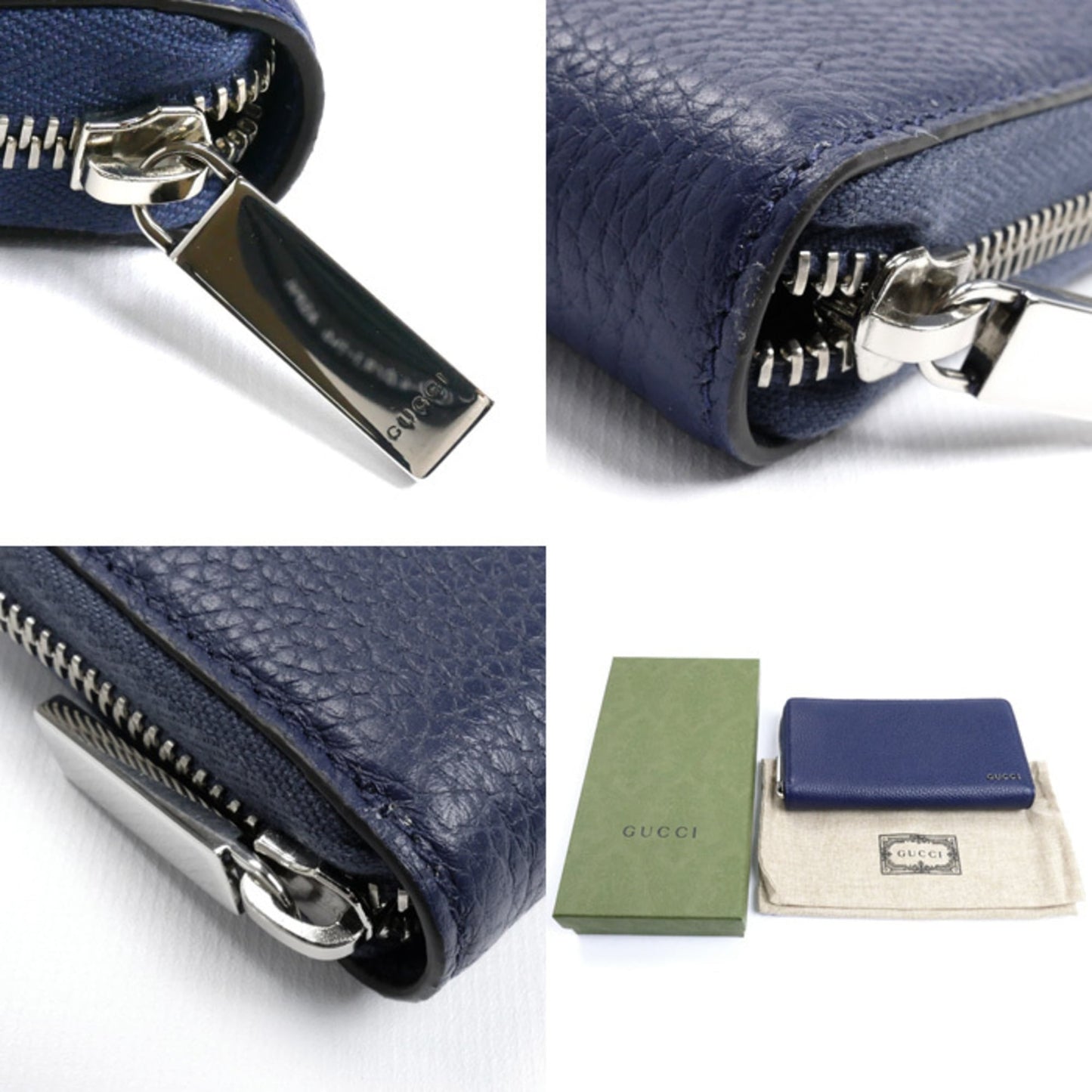 Gucci Navy Leather Long Wallet (Bi-Fold) ( )