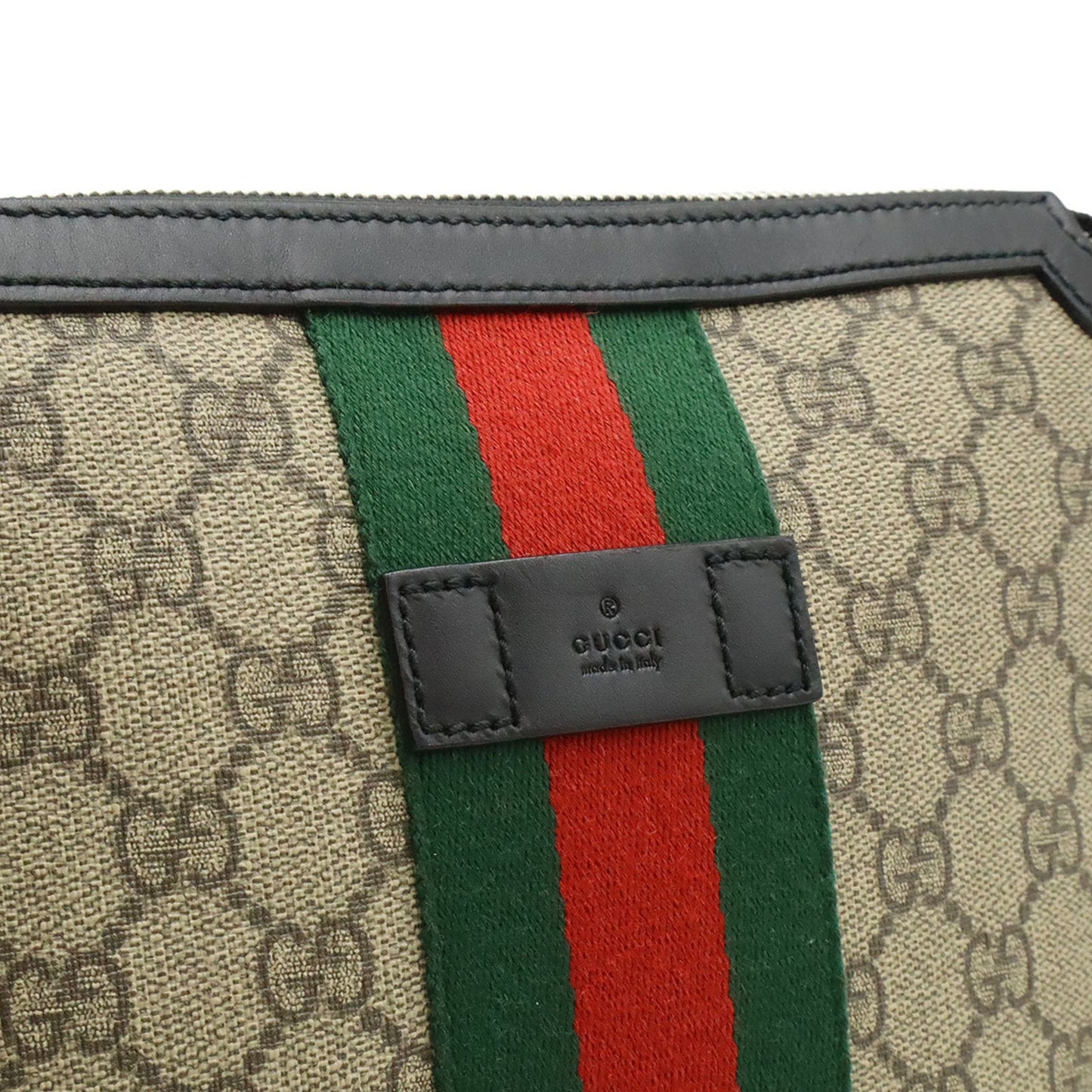 Gucci Beige Black Green Red Color Gg Supreme Leather Shoulder Bag ( )