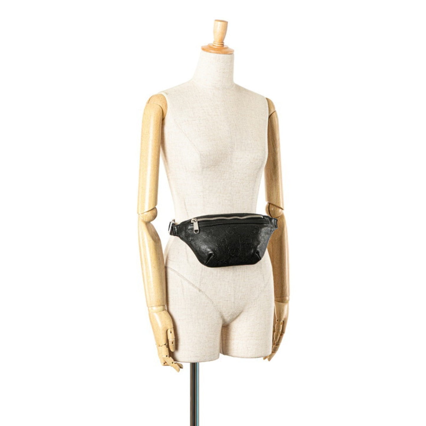 Gucci Black Leather Fanny Pack Sling Bag ( )