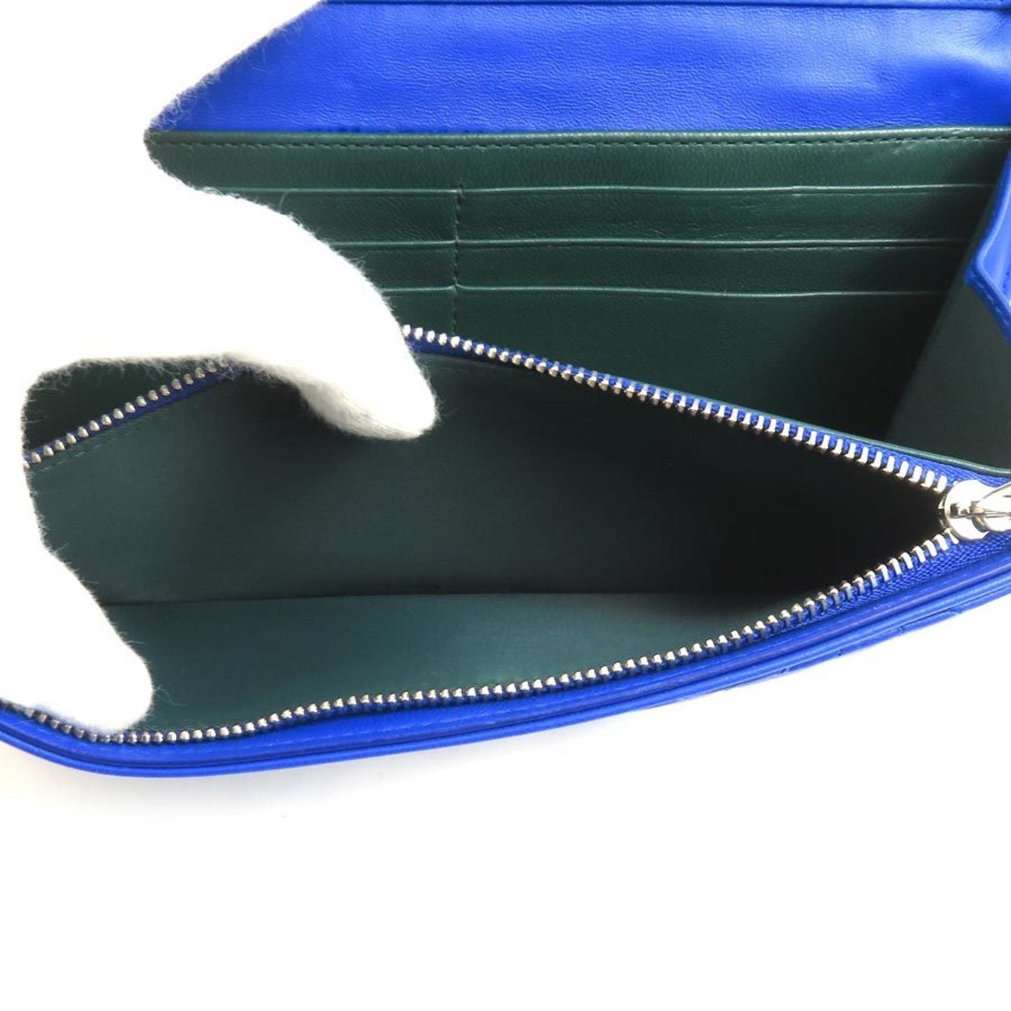 Christian Dior Blue Leather Chain/Shoulder Wallet ()