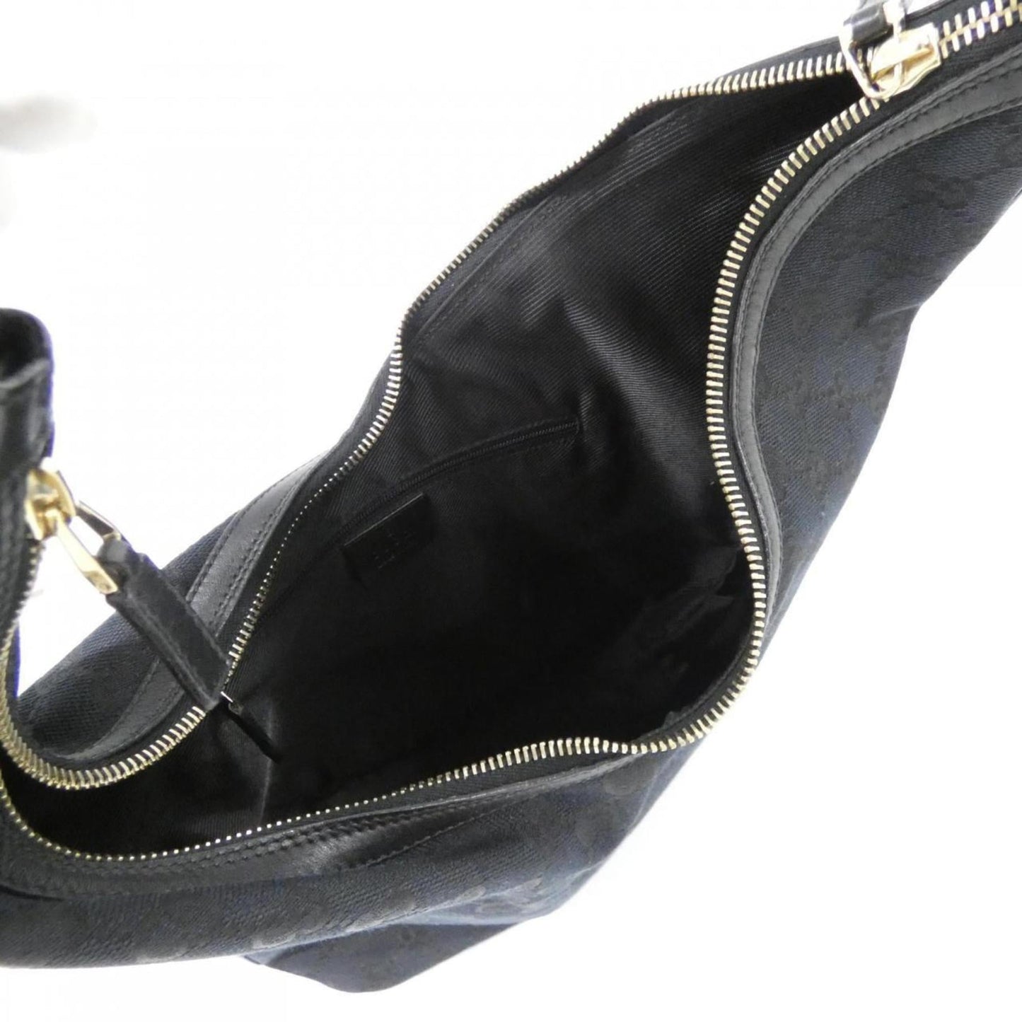 Gucci Black Gg Canvas Leather Shoulder Bag ( )