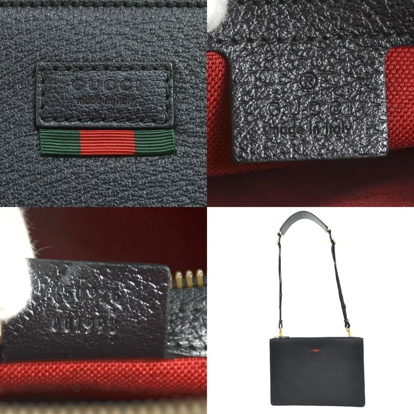 Gucci Black Leather Clutch Bag Shoulder Bag ( )