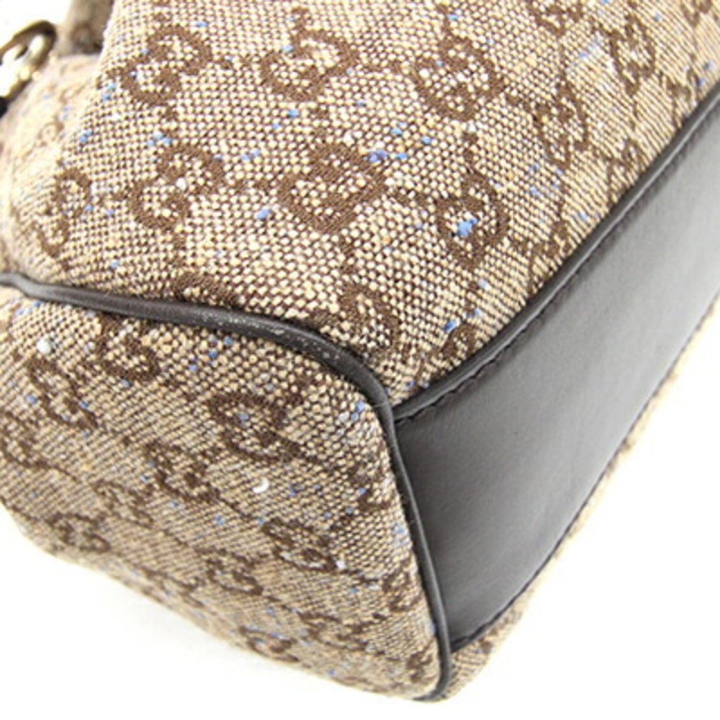 Gucci Dark Brown Leather Canvas Handbag