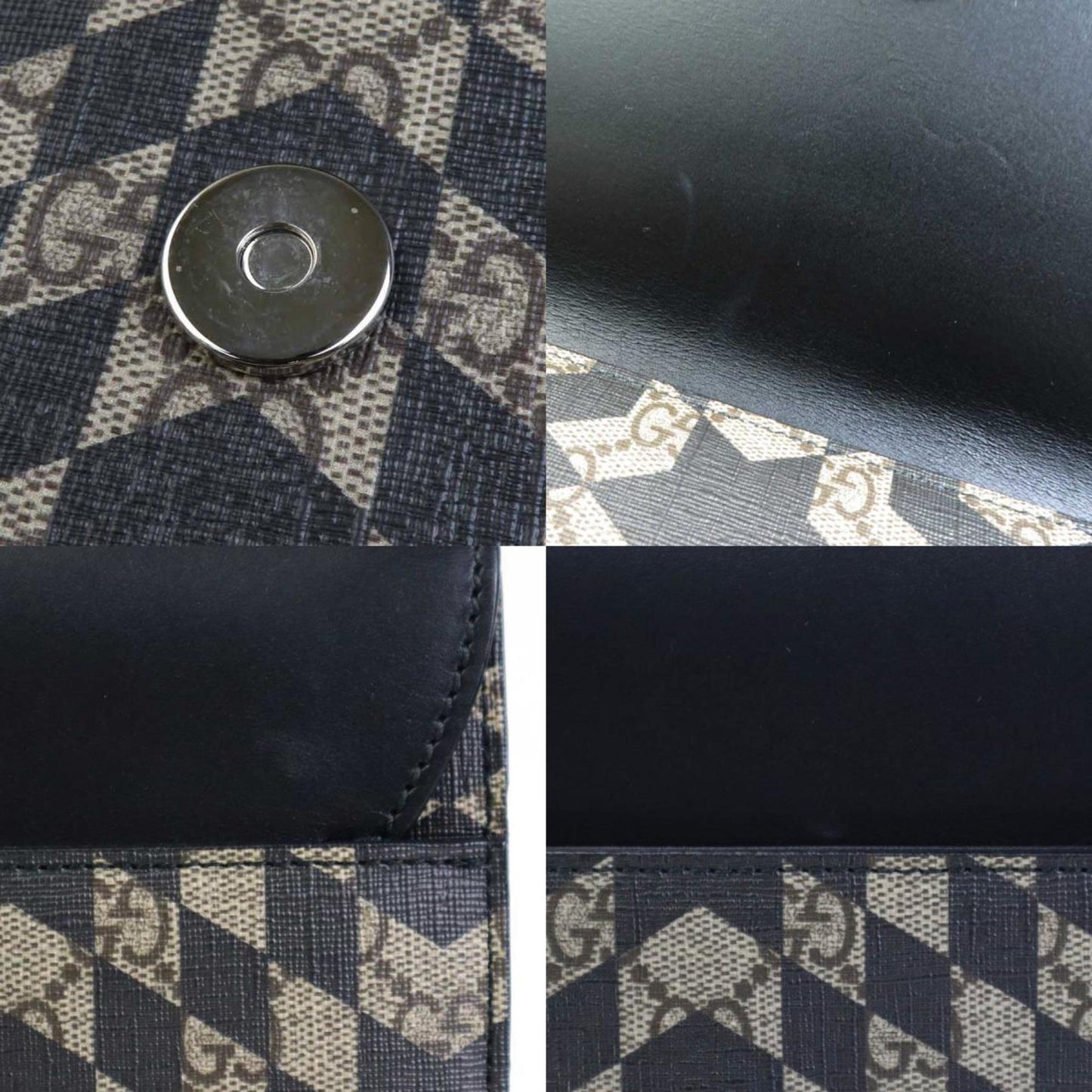 Gucci Black Brown Pvc Leather Clutch Bag
