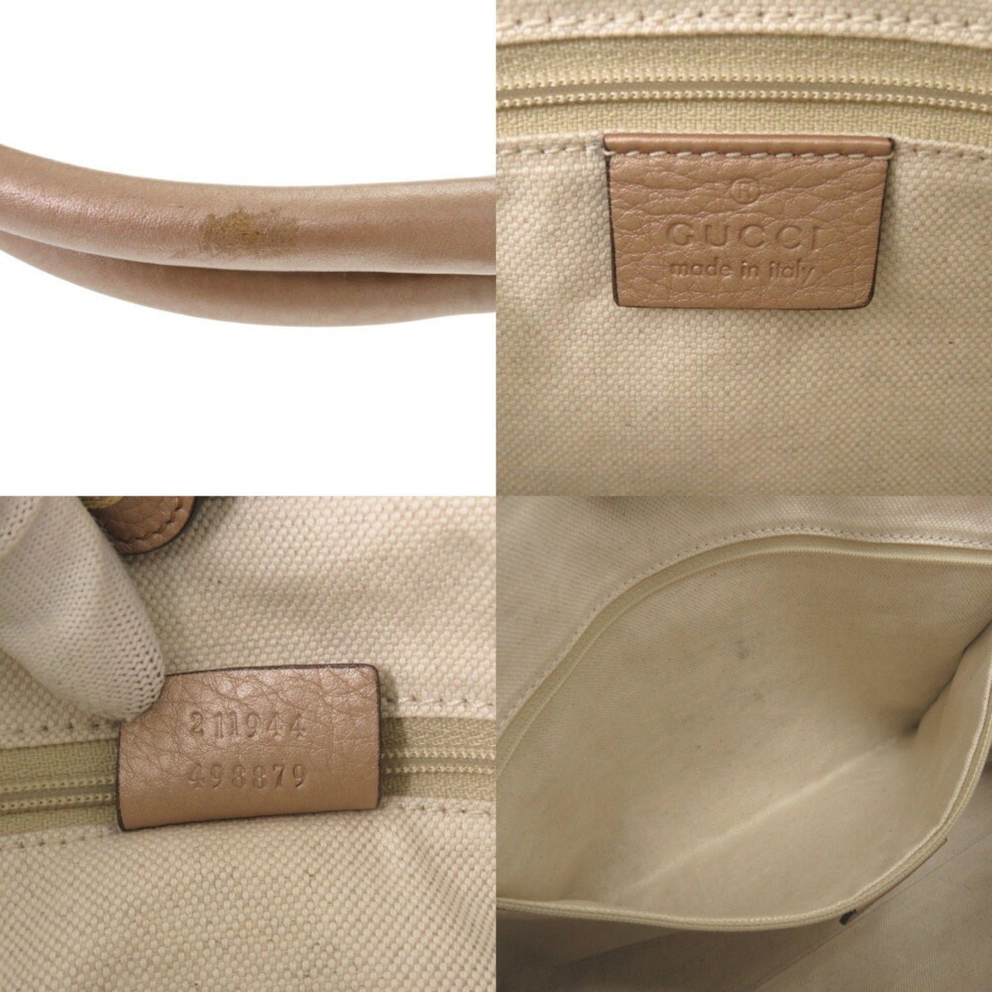 Gucci Beige Leather Handbag Tote Bag ( )