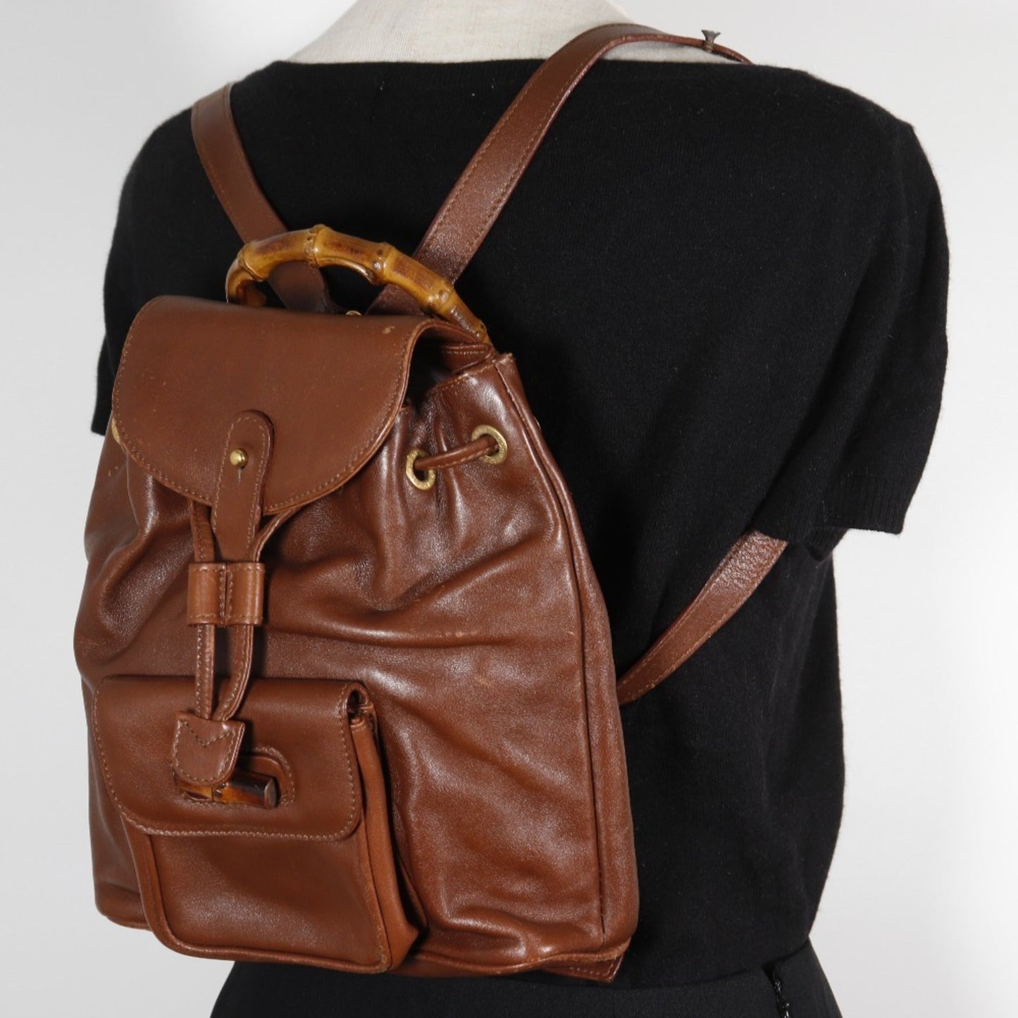 Gucci Brown Leather Backpack ( )