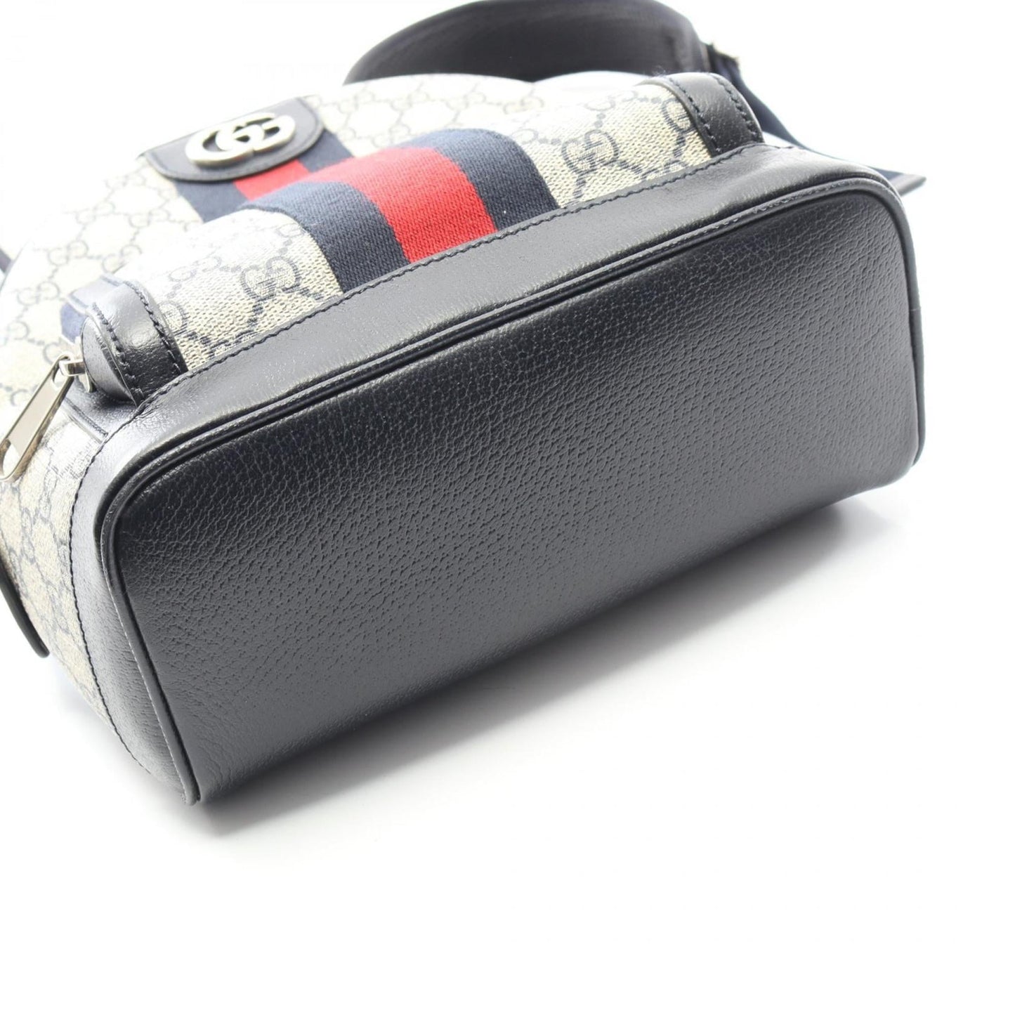 Gucci Beige Navy Red Color Pvc Coated Canvas Leather Backpack ( )