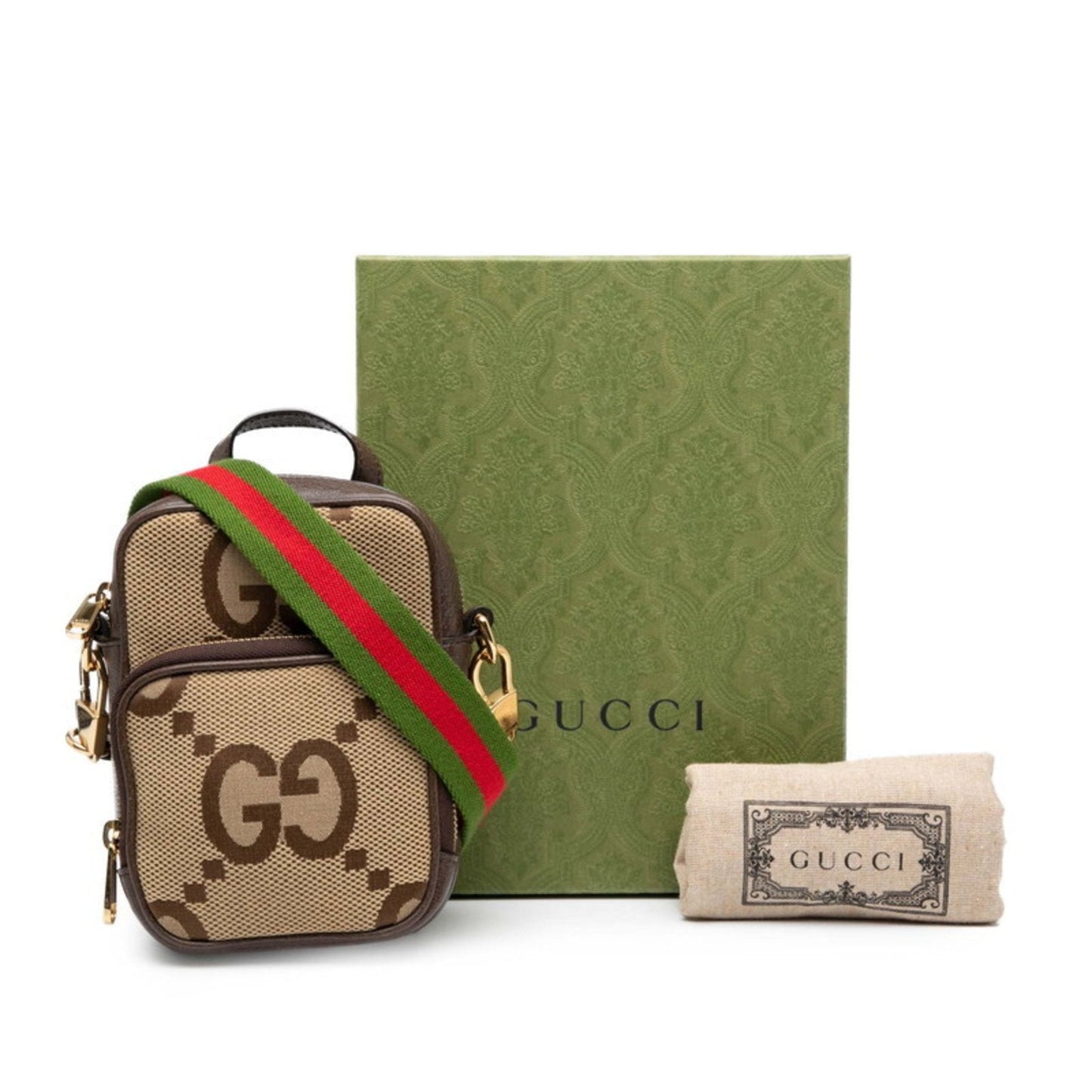 Gucci Beige Brown Canvas Leather Handbag Shoulder Bag ( )