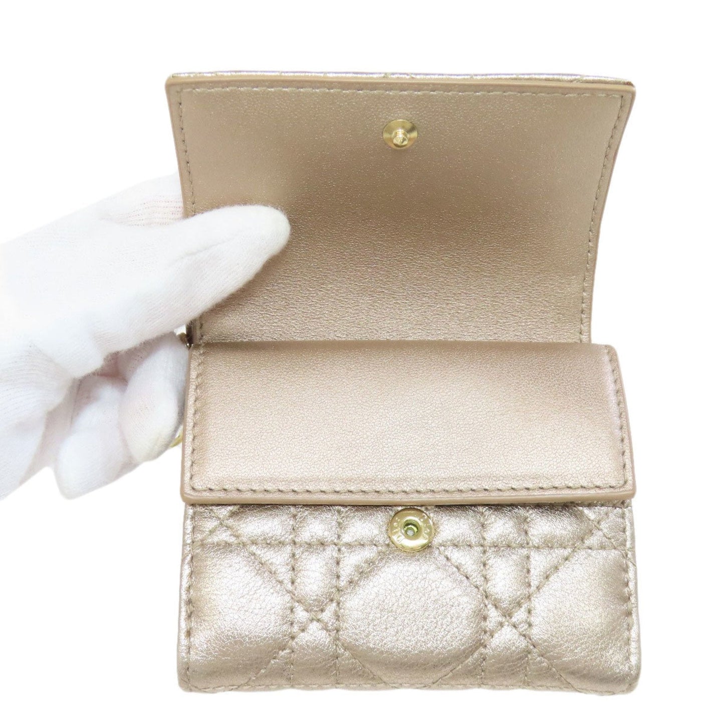 Christian Dior Gold Leather Wallet (Bi-Fold) ()