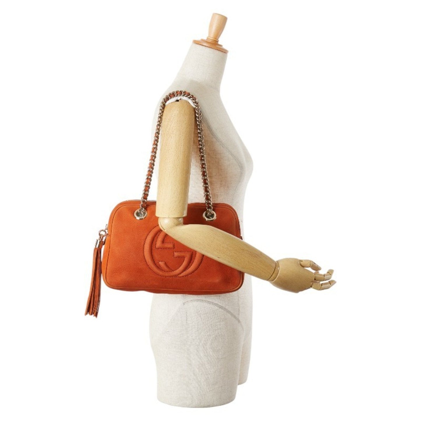 Gucci Brown Orange Leather Shoulder Bag ( )