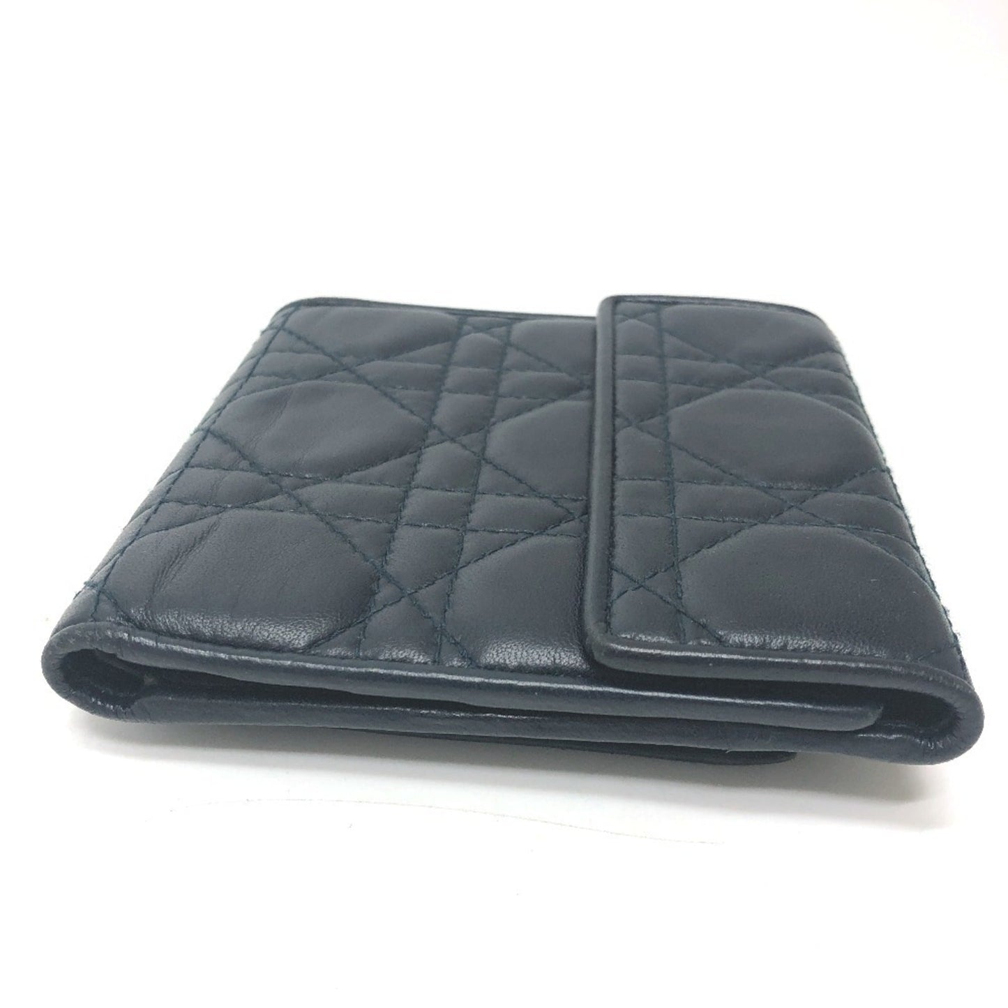 Christian Dior Cannage/Lady Dior Navy Leather Coin Purse/Coin Case ()