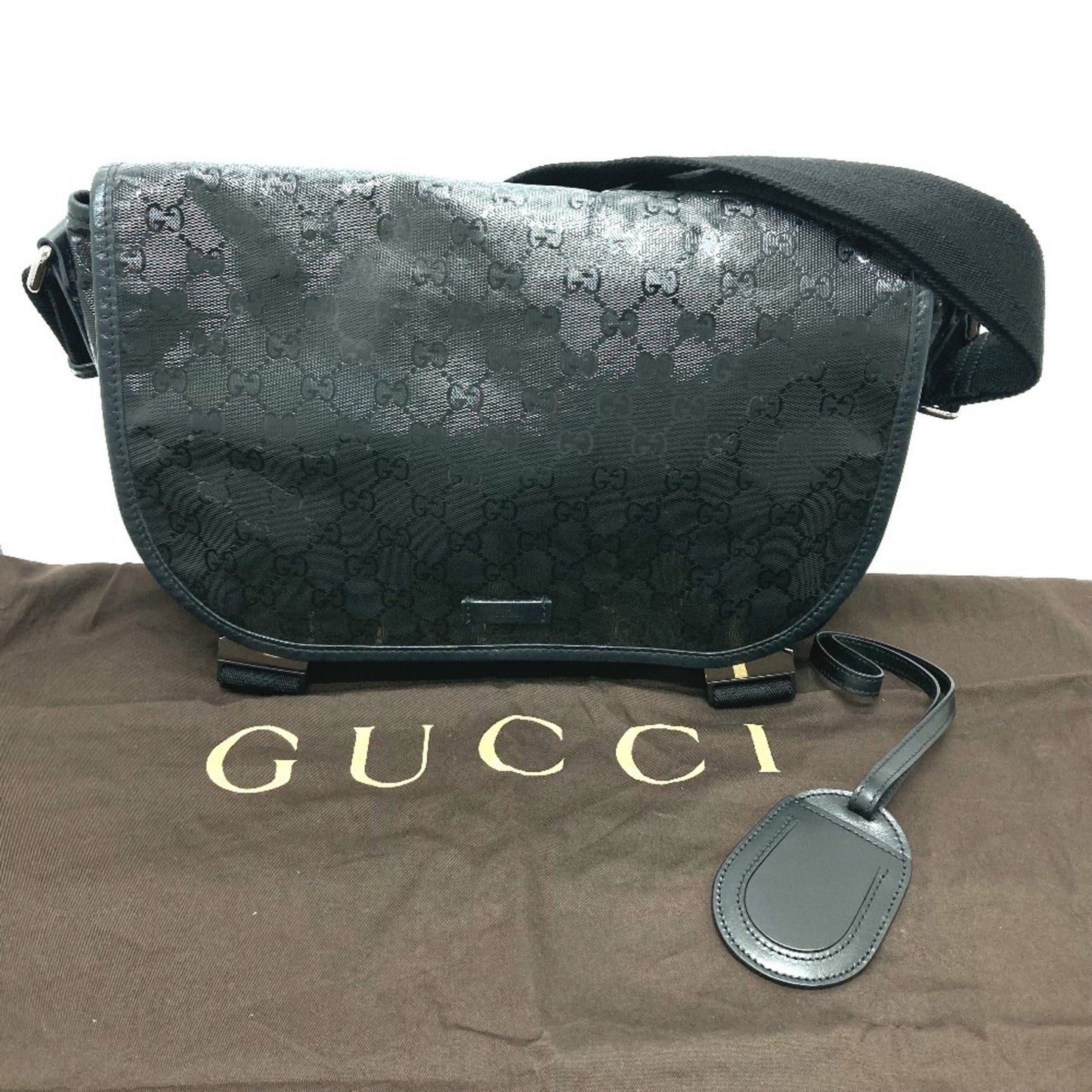 Gucci Black Gg Imprimé Messenger Bag Shoulder Bag ( )