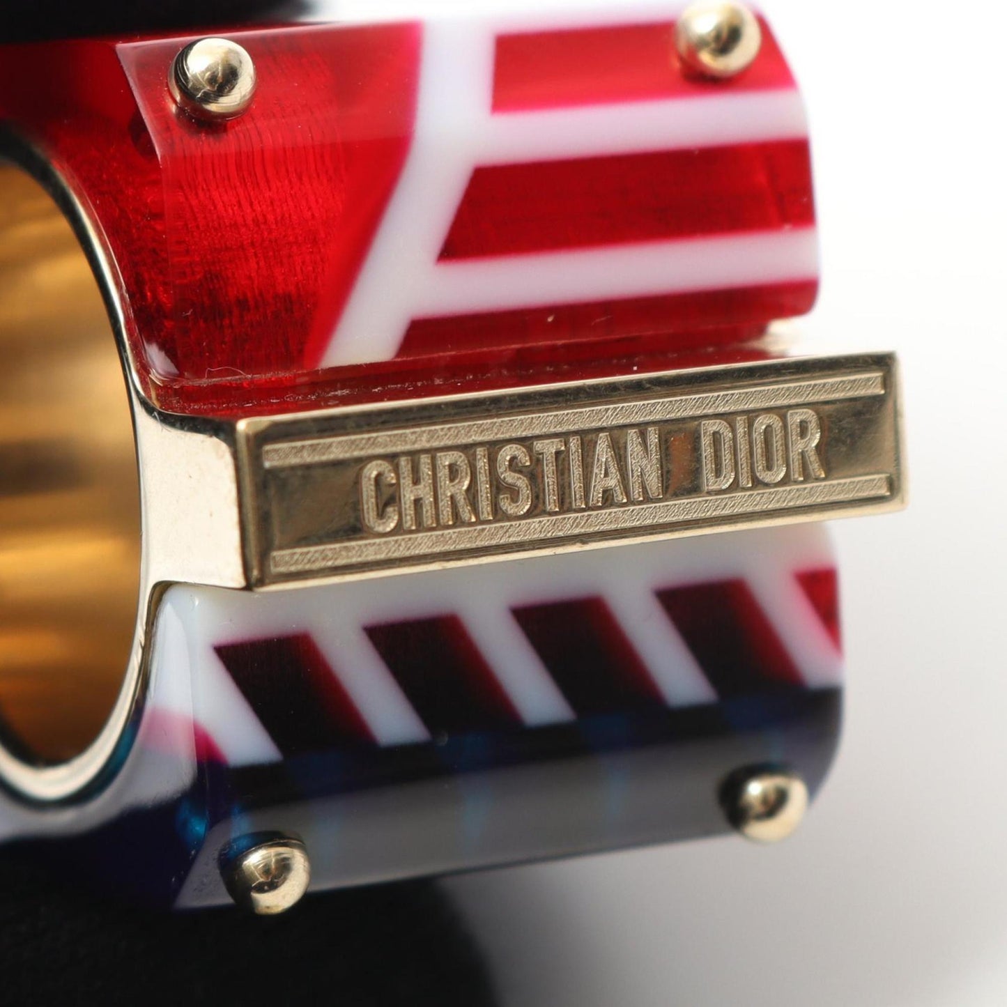 Christian Dior Gold Multi-Color Gold Plating Band Ring ()