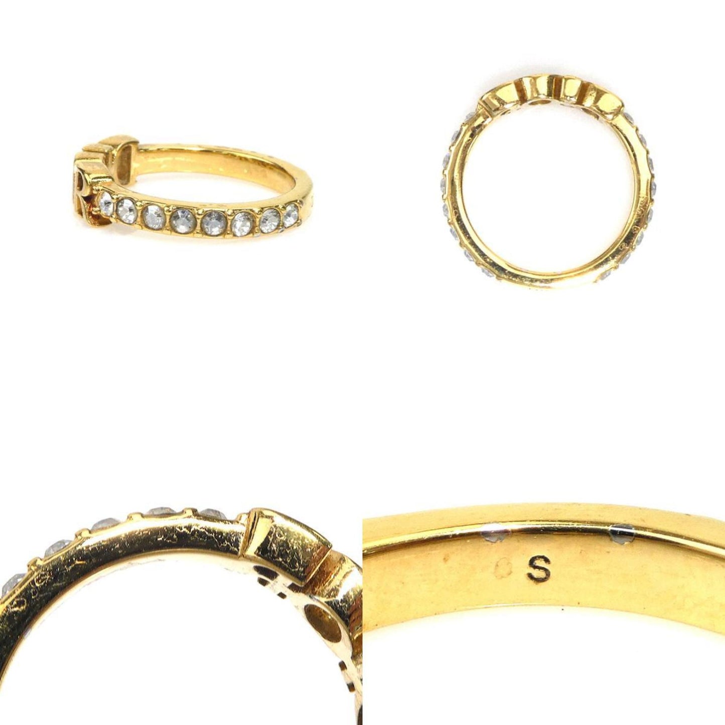 Christian Dior Gold Silver Metal Rhinestone Band Ring ()