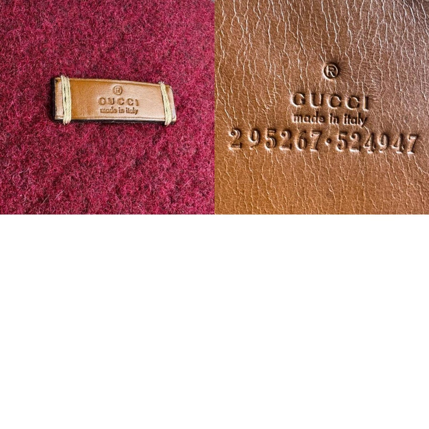 Gucci Bordeaux Brown Felt Leather Handbag ( )