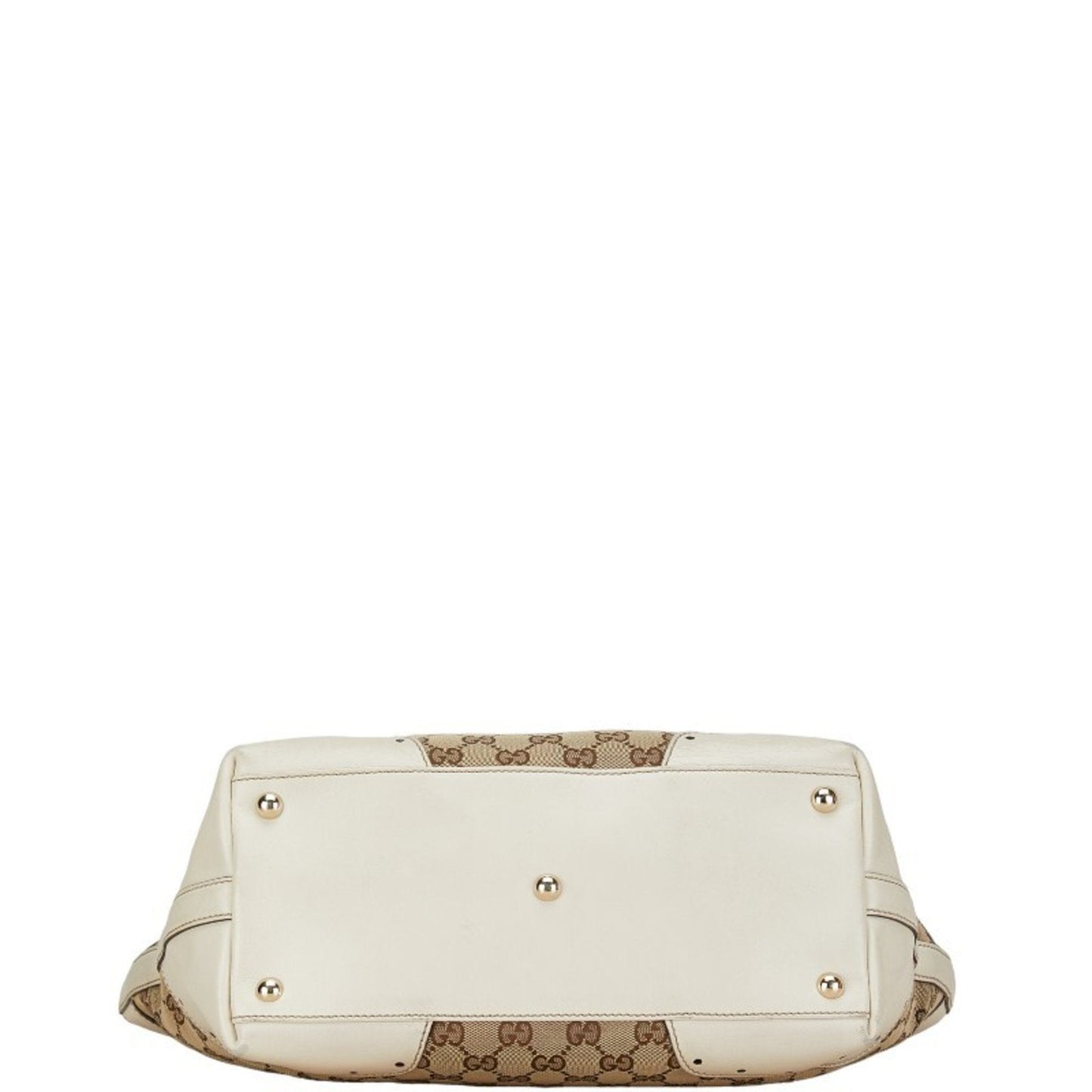 Gucci Beige White Gg Canvas Leather Handbag Tote Bag ( )