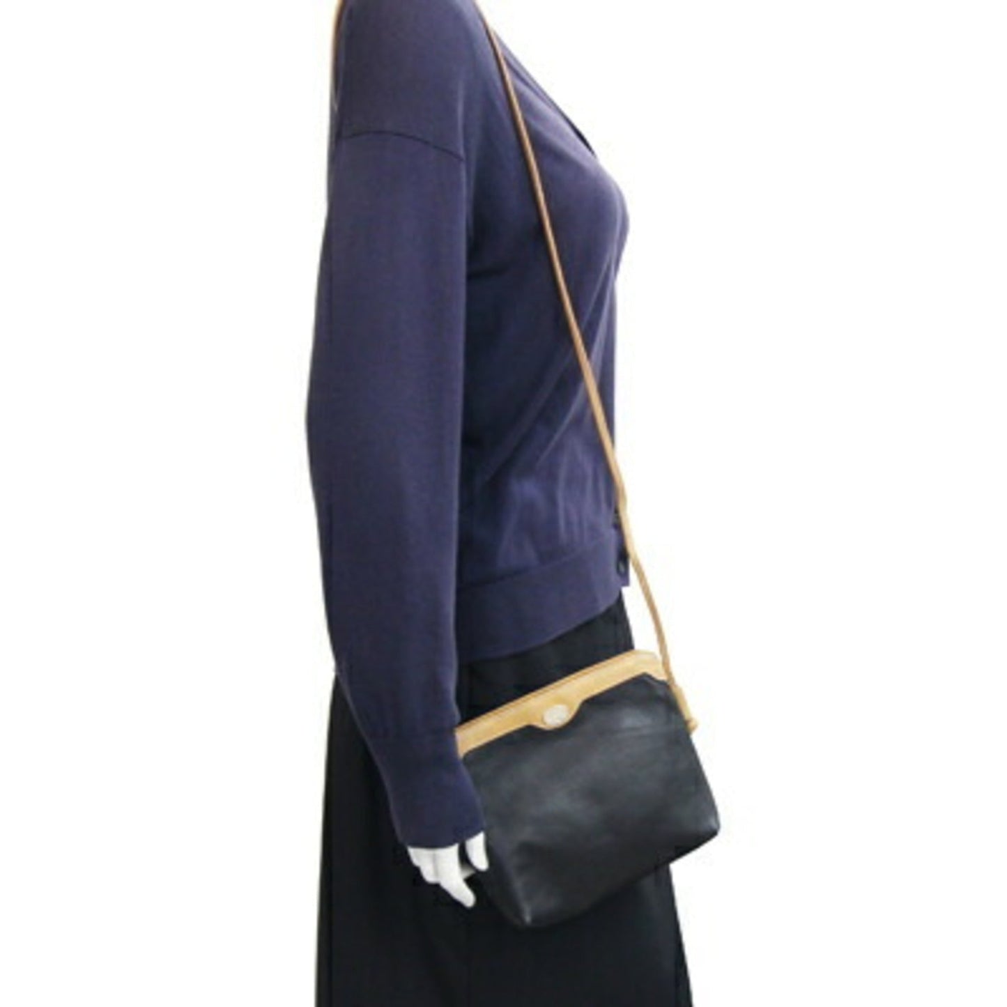 Gucci Black Light Brown Leather Pochette Shoulder Bag ( )