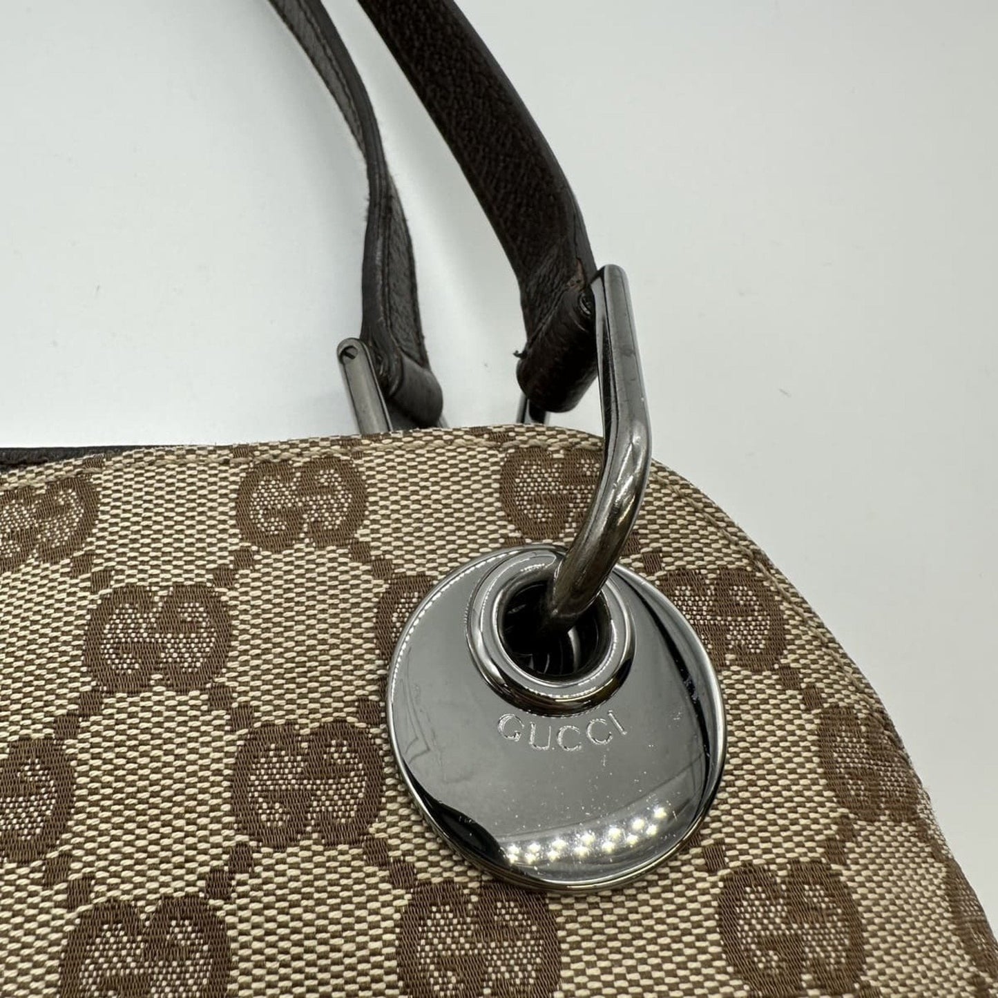 Gucci Gg Canvas Beige Gg Canvas Leather Shoulder Bag Tote Bag ( )